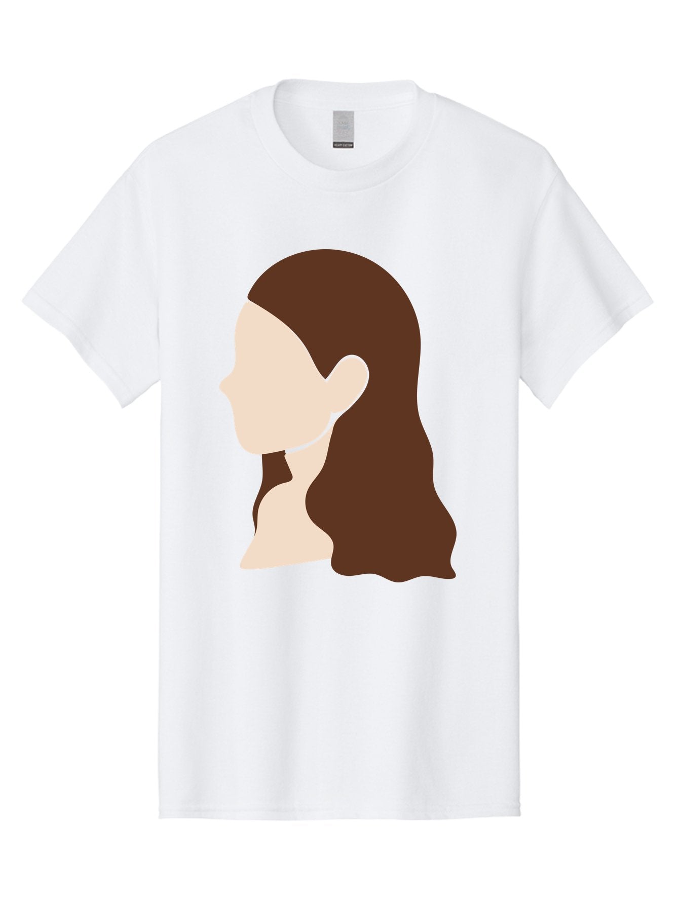 Woman-With-Long-Hair-1 Men'S Graphic Tee, 100% Cotton, Comfortable Casual Summer Wear, Machine Washable, Female Profile, Long Brown Hair, Minimalist Illustration, Simple Graphics, Profile View, Elegant Hairstyle, Digital Art, Aae079 12