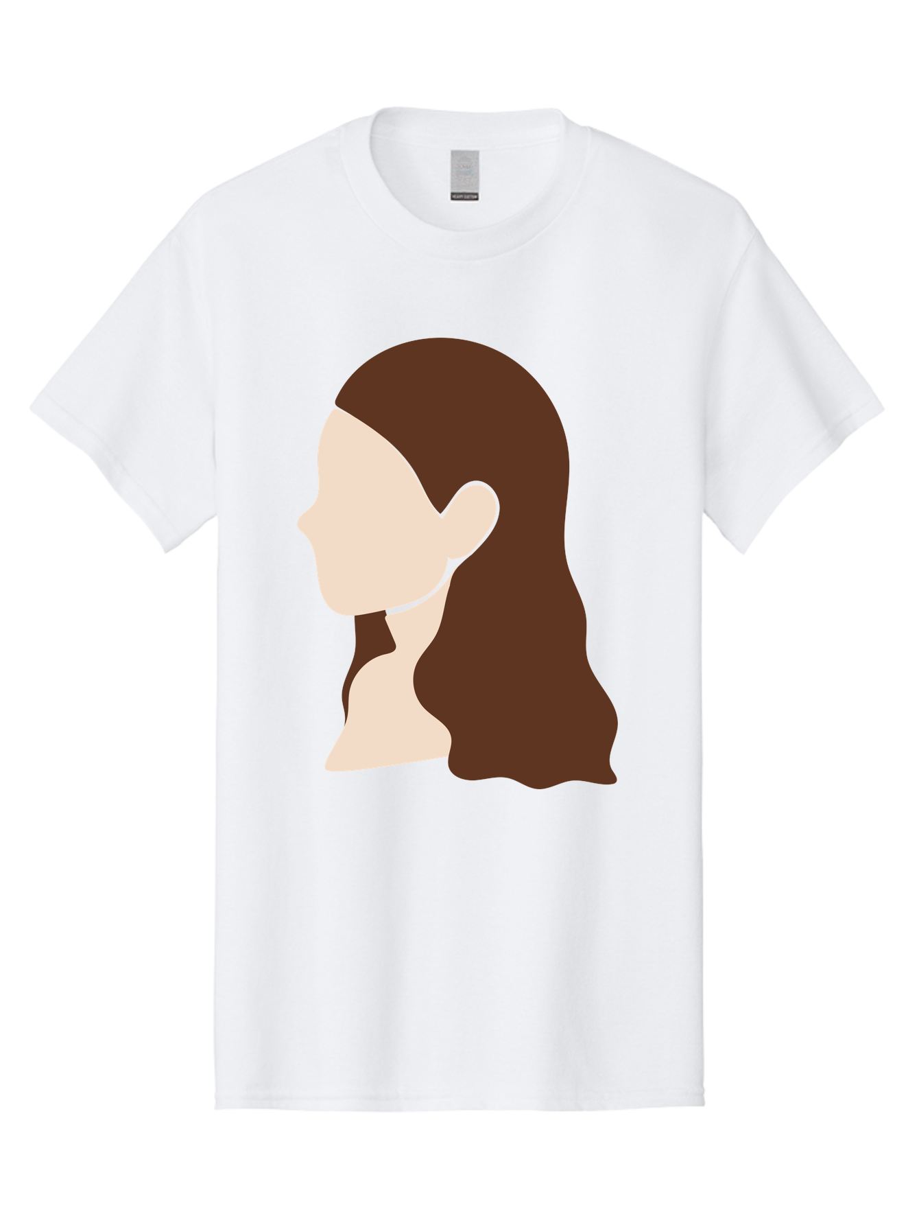 Woman-With-Long-Hair-1 Men'S Graphic Tee, 100% Cotton, Comfortable Casual Summer Wear, Machine Washable, Female Profile, Long Brown Hair, Minimalist Illustration, Simple Graphics, Profile View, Elegant Hairstyle, Digital Art, Aae079 5