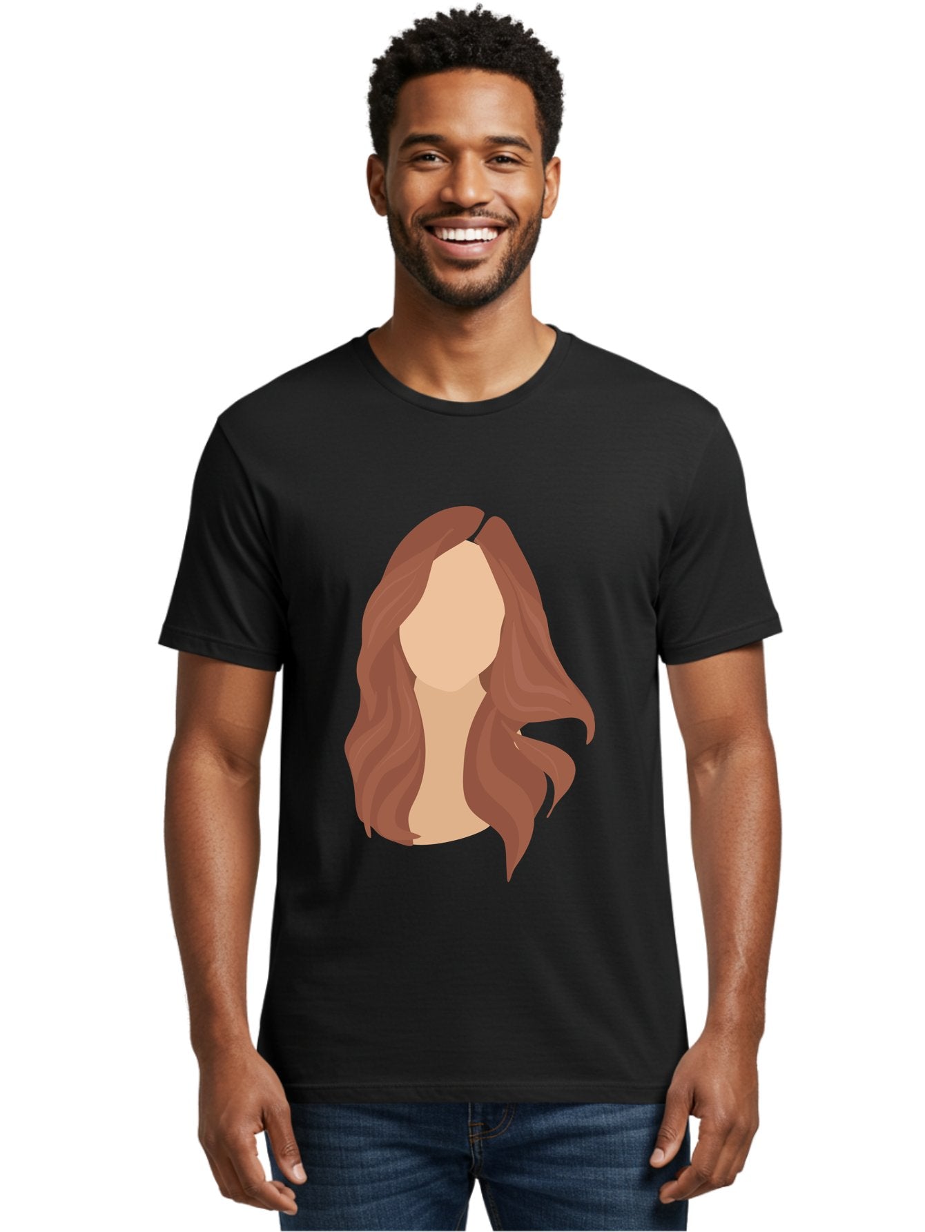 Woman-With-Long-Hair-2 Men'S Graphic Tee, 100% Cotton, Comfortable Casual Summer Wear, Machine Washable, Long Wavy Hair, Brunette Woman, Faceless Portrait, Hair Texture, Wavy Locks, Beauty Illustration, Hairstyle Inspiration, Hair Care Aae080 17
