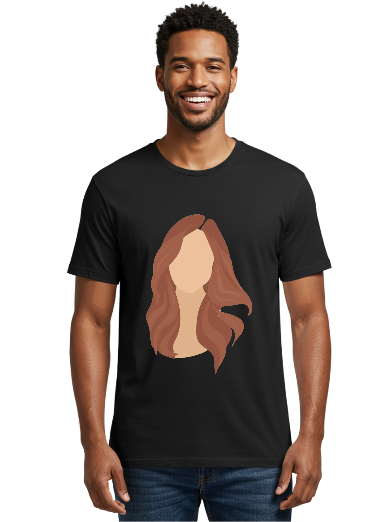 Woman-With-Long-Hair-2 Men'S Graphic Tee, 100% Cotton, Comfortable Casual Summer Wear, Machine Washable, Long Wavy Hair, Brunette Woman, Faceless Portrait, Hair Texture, Wavy Locks, Beauty Illustration, Hairstyle Inspiration, Hair Care Aae080 28