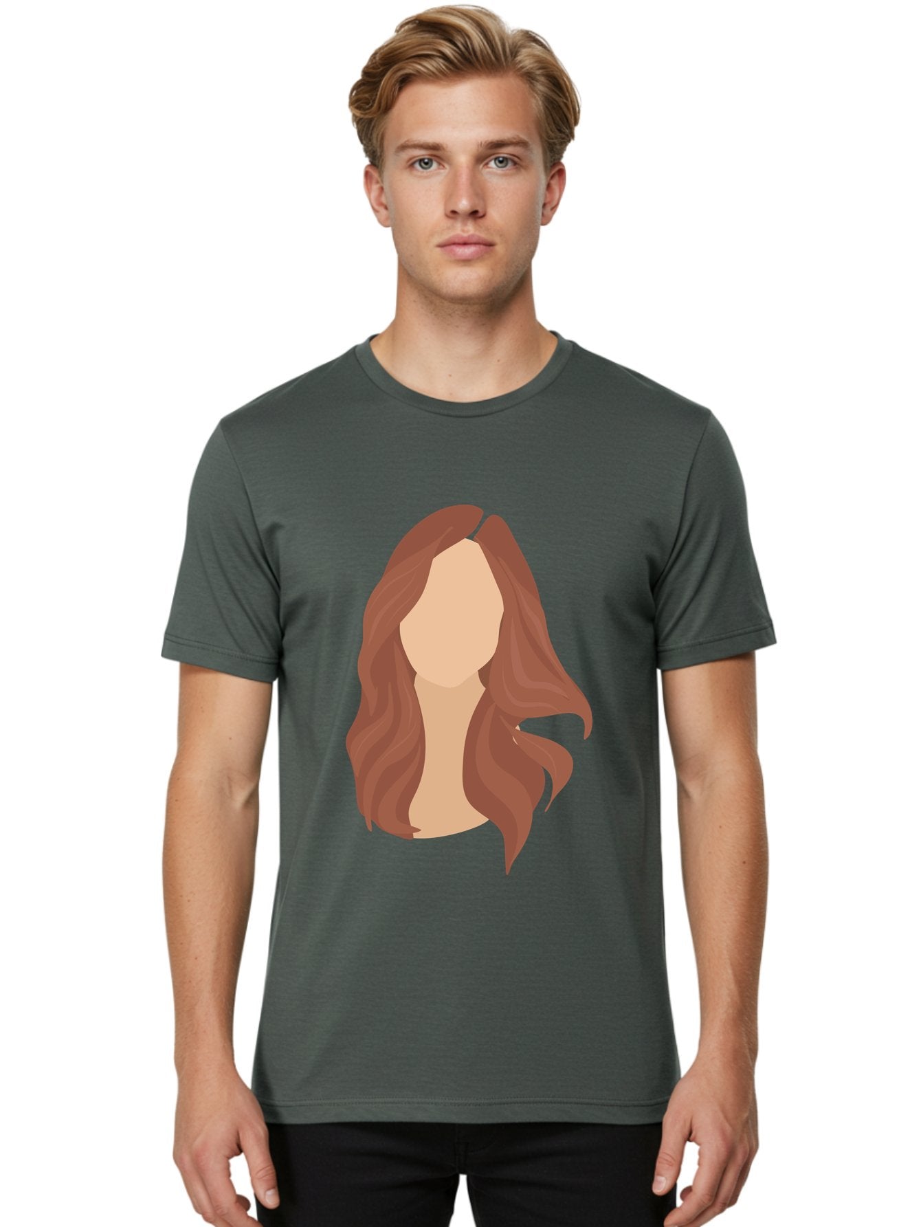 Woman-With-Long-Hair-2 Men'S Graphic Tee, 100% Cotton, Comfortable Casual Summer Wear, Machine Washable, Long Wavy Hair, Brunette Woman, Faceless Portrait, Hair Texture, Wavy Locks, Beauty Illustration, Hairstyle Inspiration, Hair Care Aae080 16
