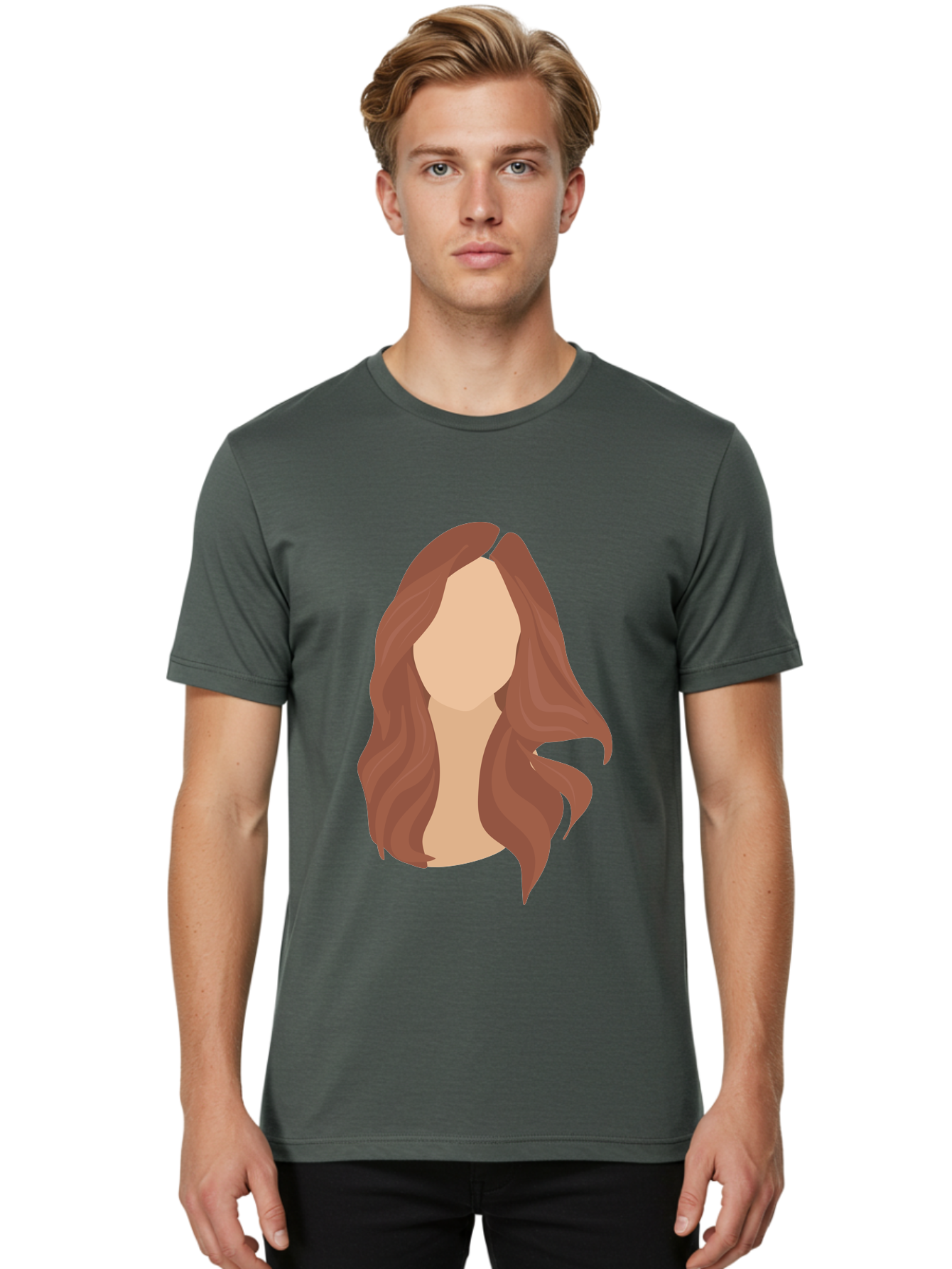 Woman-With-Long-Hair-2 Men'S Graphic Tee, 100% Cotton, Comfortable Casual Summer Wear, Machine Washable, Long Wavy Hair, Brunette Woman, Faceless Portrait, Hair Texture, Wavy Locks, Beauty Illustration, Hairstyle Inspiration, Hair Care Aae080 26
