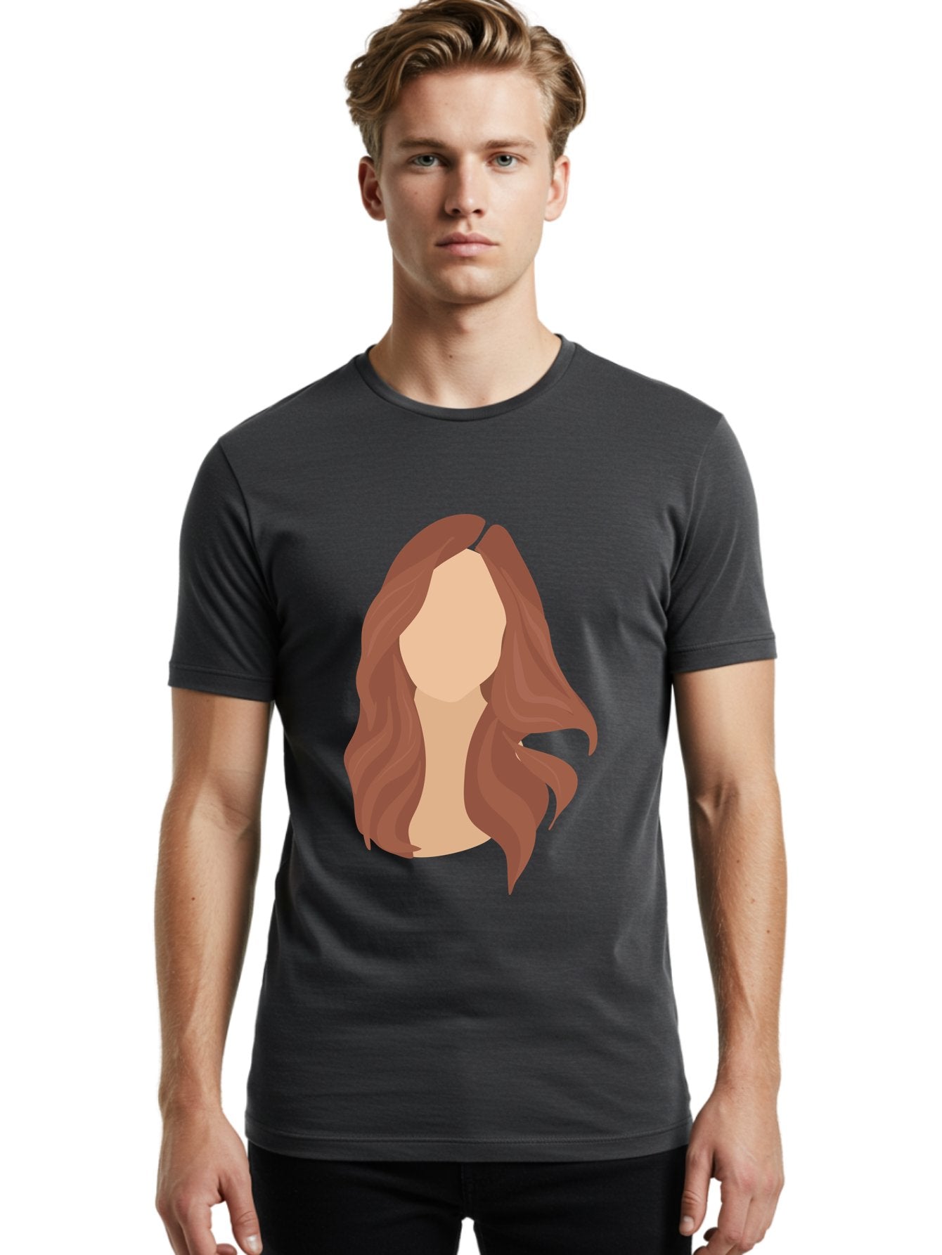 Woman-With-Long-Hair-2 Men'S Graphic Tee, 100% Cotton, Comfortable Casual Summer Wear, Machine Washable, Long Wavy Hair, Brunette Woman, Faceless Portrait, Hair Texture, Wavy Locks, Beauty Illustration, Hairstyle Inspiration, Hair Care Aae080 29