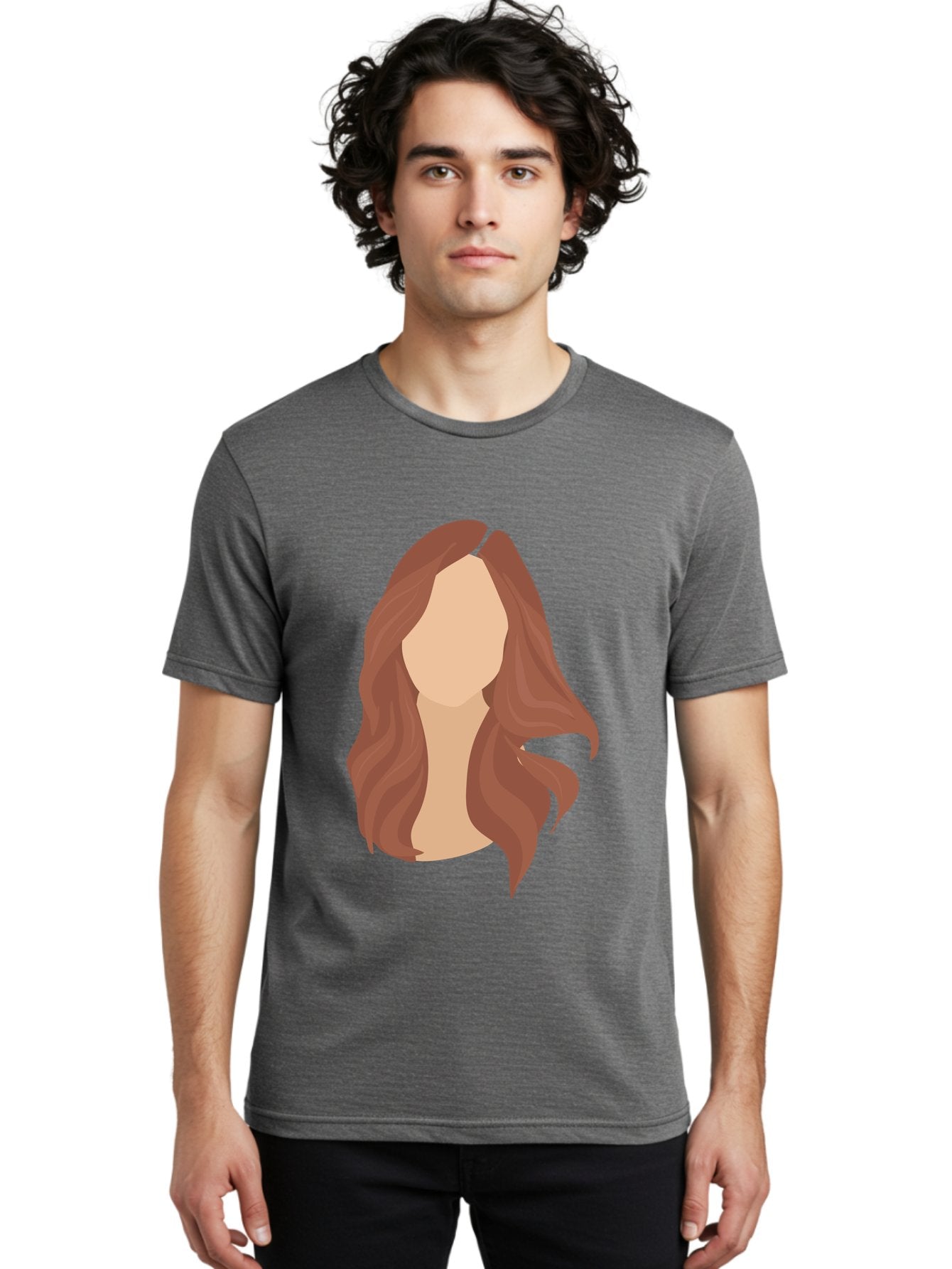 Woman-With-Long-Hair-2 Men'S Graphic Tee, 100% Cotton, Comfortable Casual Summer Wear, Machine Washable, Long Wavy Hair, Brunette Woman, Faceless Portrait, Hair Texture, Wavy Locks, Beauty Illustration, Hairstyle Inspiration, Hair Care Aae080 26
