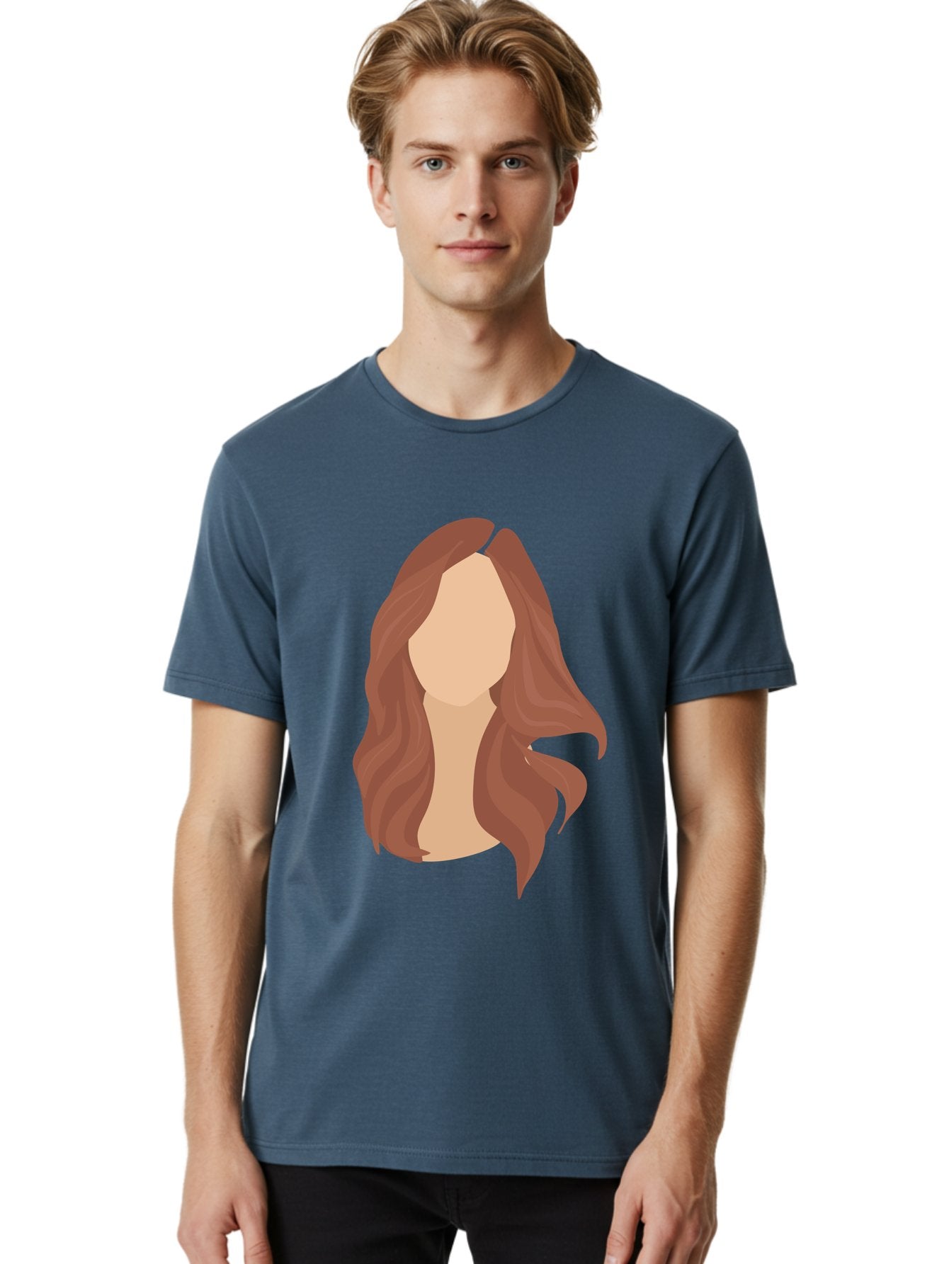 Woman-With-Long-Hair-2 Men'S Graphic Tee, 100% Cotton, Comfortable Casual Summer Wear, Machine Washable, Long Wavy Hair, Brunette Woman, Faceless Portrait, Hair Texture, Wavy Locks, Beauty Illustration, Hairstyle Inspiration, Hair Care Aae080 30