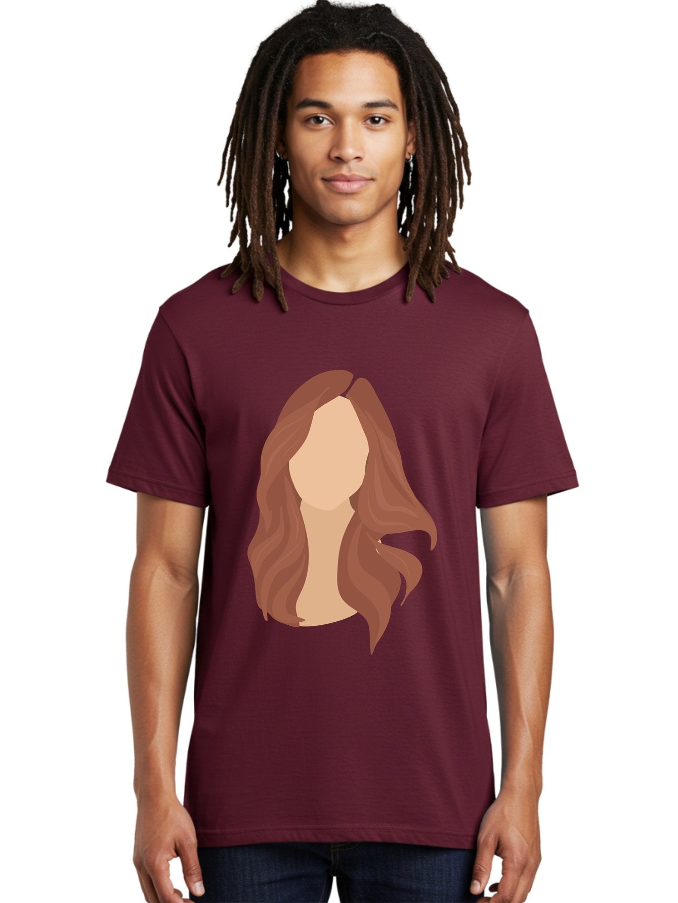 Woman-With-Long-Hair-2 Men'S Graphic Tee, 100% Cotton, Comfortable Casual Summer Wear, Machine Washable, Long Wavy Hair, Brunette Woman, Faceless Portrait, Hair Texture, Wavy Locks, Beauty Illustration, Hairstyle Inspiration, Hair Care Aae080 28