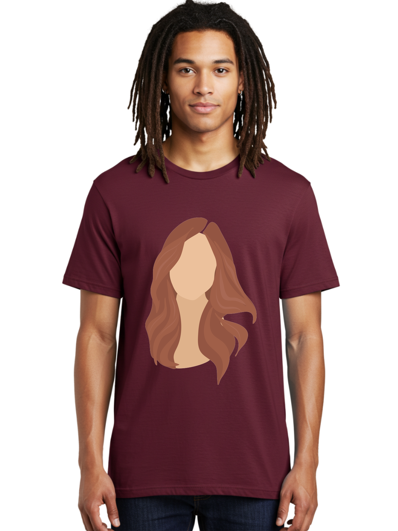 Woman-With-Long-Hair-2 Men'S Graphic Tee, 100% Cotton, Comfortable Casual Summer Wear, Machine Washable, Long Wavy Hair, Brunette Woman, Faceless Portrait, Hair Texture, Wavy Locks, Beauty Illustration, Hairstyle Inspiration, Hair Care Aae080 6