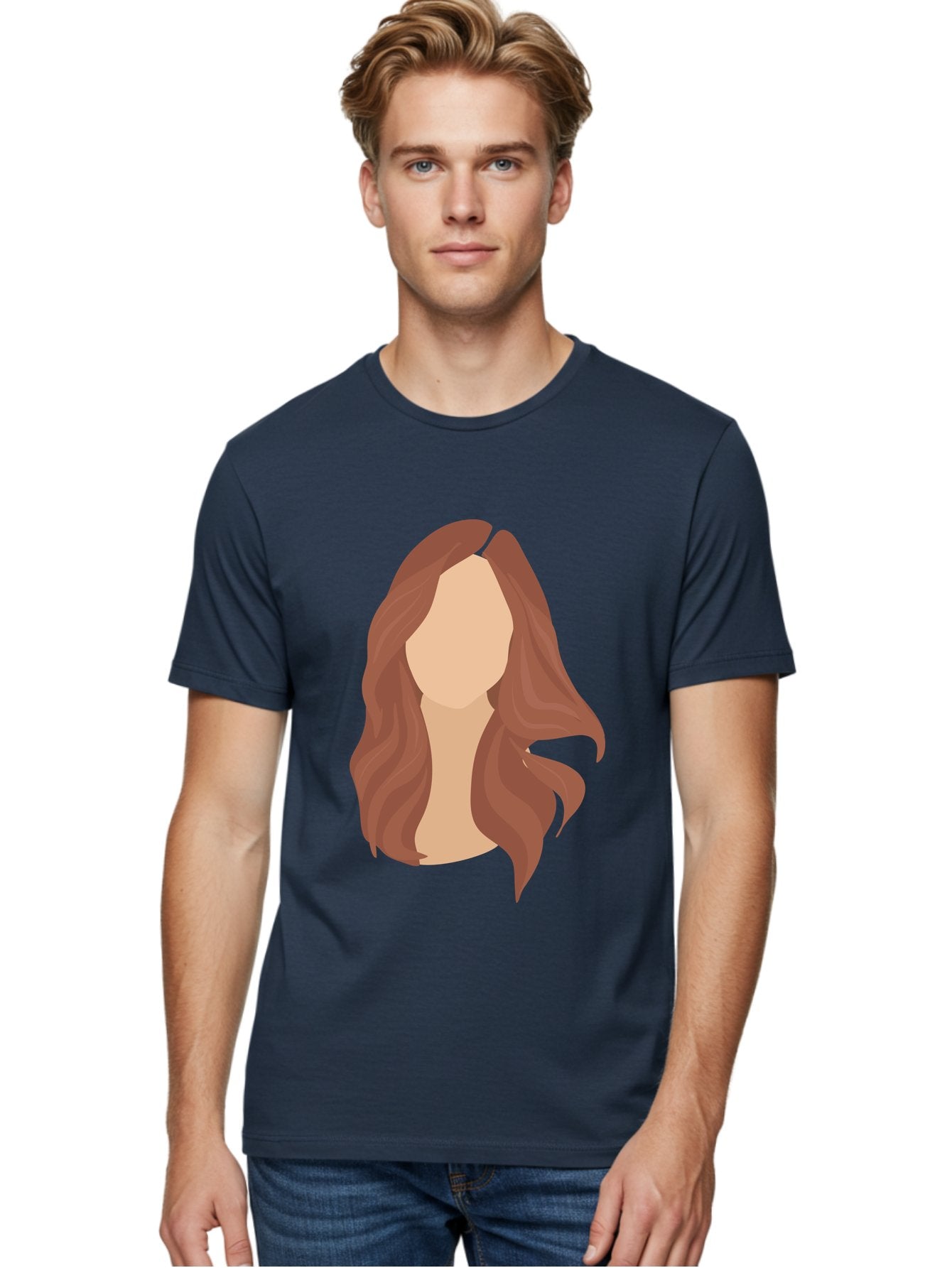 Woman-With-Long-Hair-2 Men'S Graphic Tee, 100% Cotton, Comfortable Casual Summer Wear, Machine Washable, Long Wavy Hair, Brunette Woman, Faceless Portrait, Hair Texture, Wavy Locks, Beauty Illustration, Hairstyle Inspiration, Hair Care Aae080 22