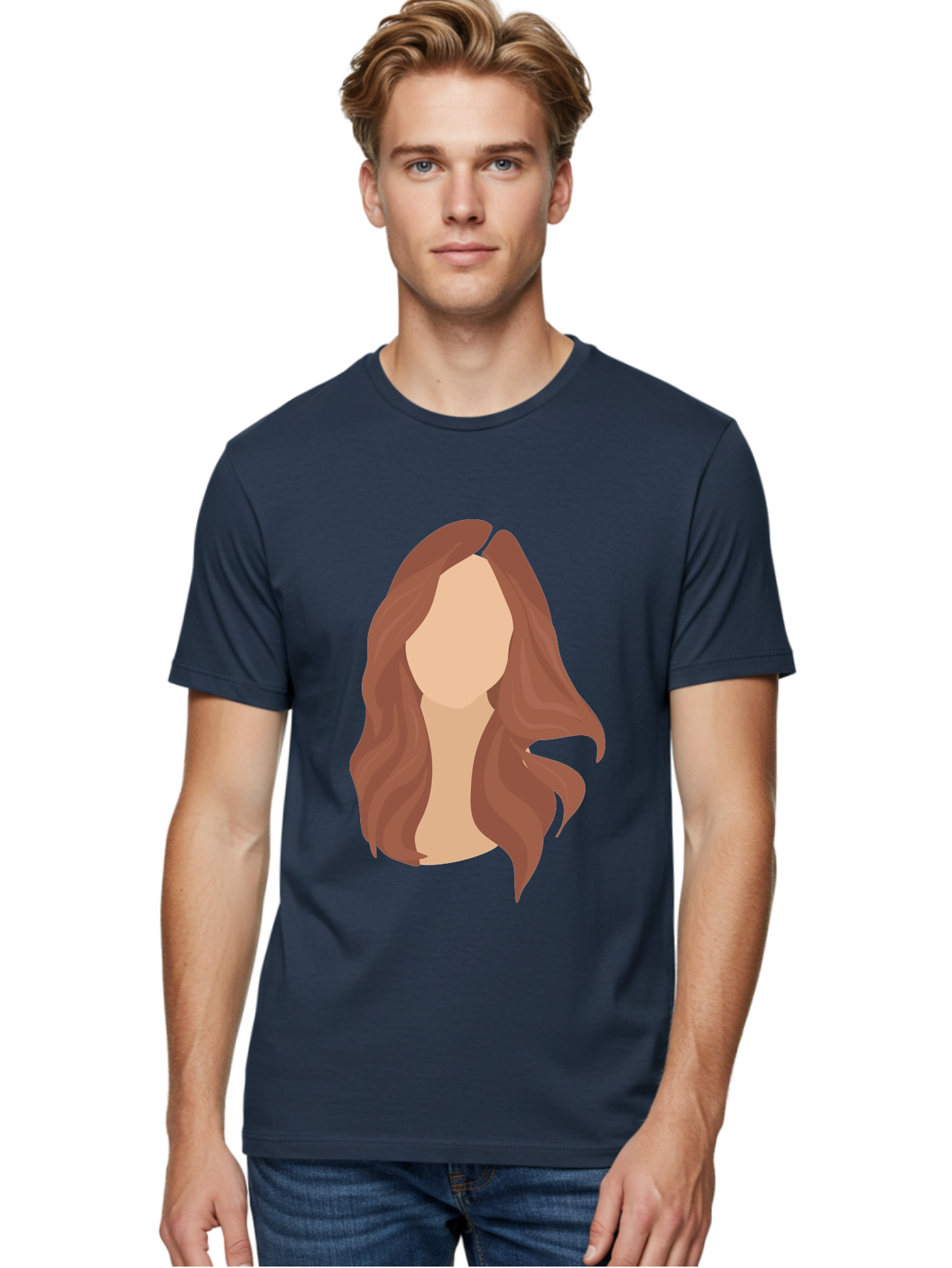 Woman-With-Long-Hair-2 Men'S Graphic Tee, 100% Cotton, Comfortable Casual Summer Wear, Machine Washable, Long Wavy Hair, Brunette Woman, Faceless Portrait, Hair Texture, Wavy Locks, Beauty Illustration, Hairstyle Inspiration, Hair Care Aae080 18