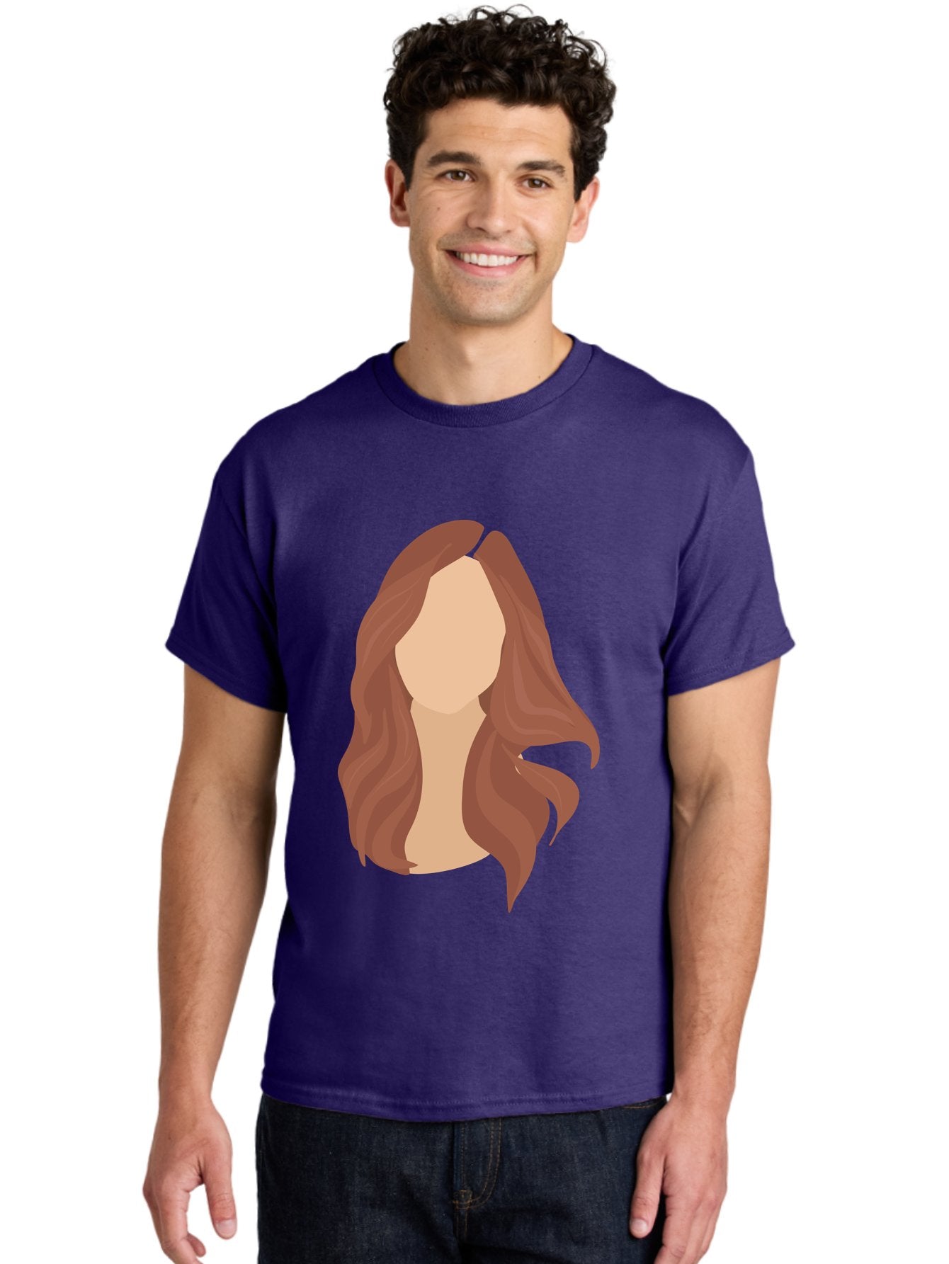 Woman-With-Long-Hair-2 Men'S Graphic Tee, 100% Cotton, Comfortable Casual Summer Wear, Machine Washable, Long Wavy Hair, Brunette Woman, Faceless Portrait, Hair Texture, Wavy Locks, Beauty Illustration, Hairstyle Inspiration, Hair Care Aae080 25