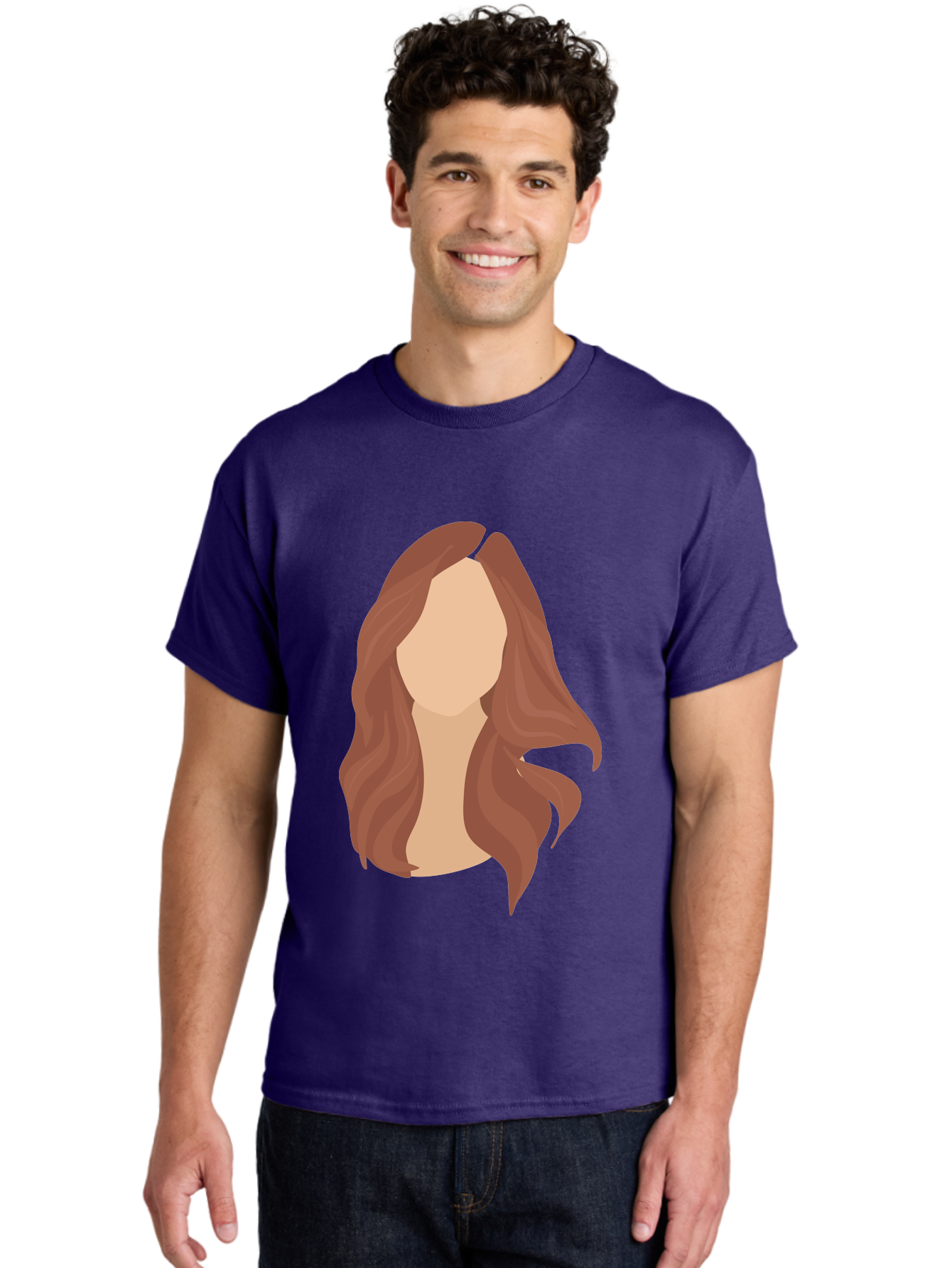 Woman-With-Long-Hair-2 Men'S Graphic Tee, 100% Cotton, Comfortable Casual Summer Wear, Machine Washable, Long Wavy Hair, Brunette Woman, Faceless Portrait, Hair Texture, Wavy Locks, Beauty Illustration, Hairstyle Inspiration, Hair Care Aae080 12