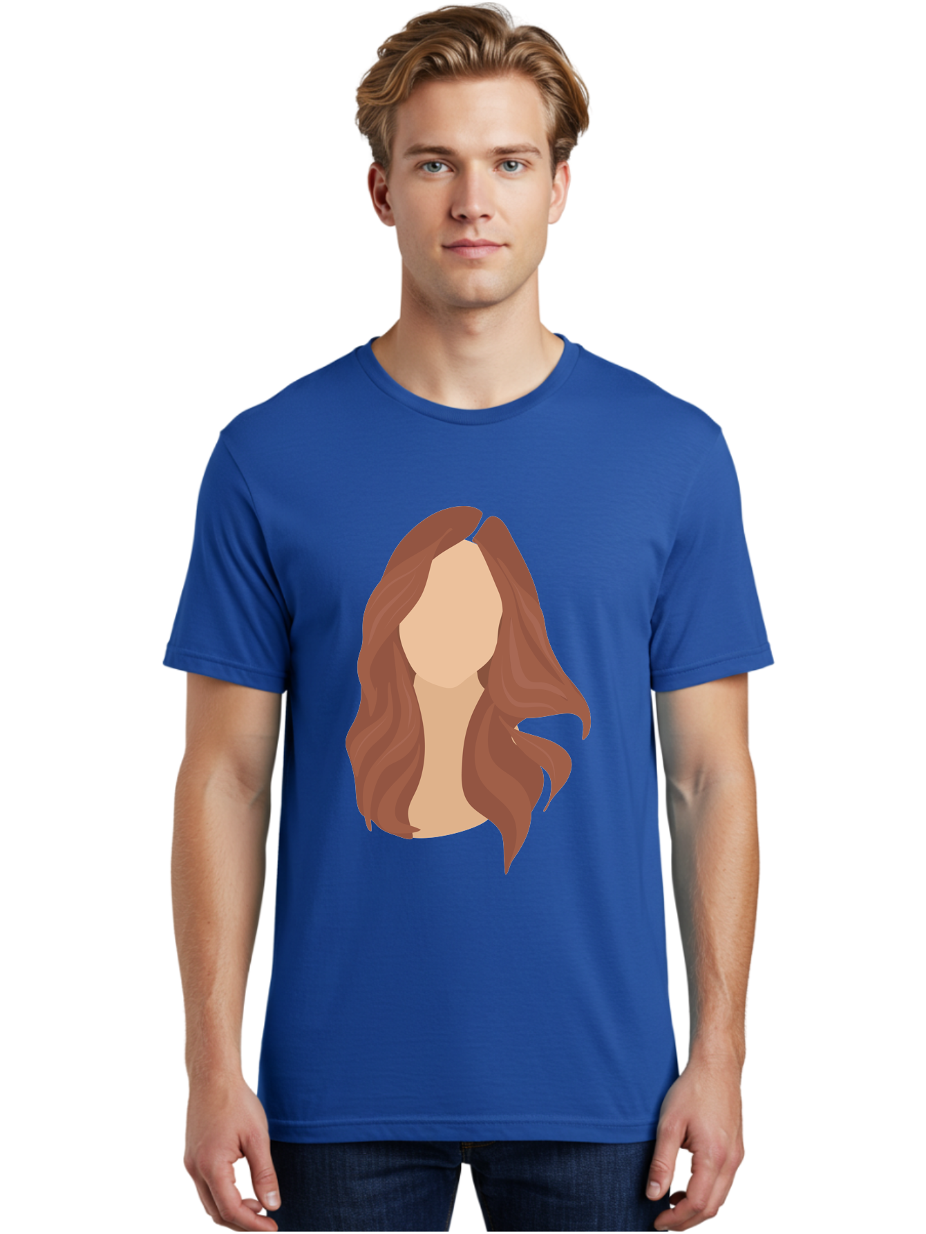 Woman-With-Long-Hair-2 Men'S Graphic Tee, 100% Cotton, Comfortable Casual Summer Wear, Machine Washable, Long Wavy Hair, Brunette Woman, Faceless Portrait, Hair Texture, Wavy Locks, Beauty Illustration, Hairstyle Inspiration, Hair Care Aae080 16
