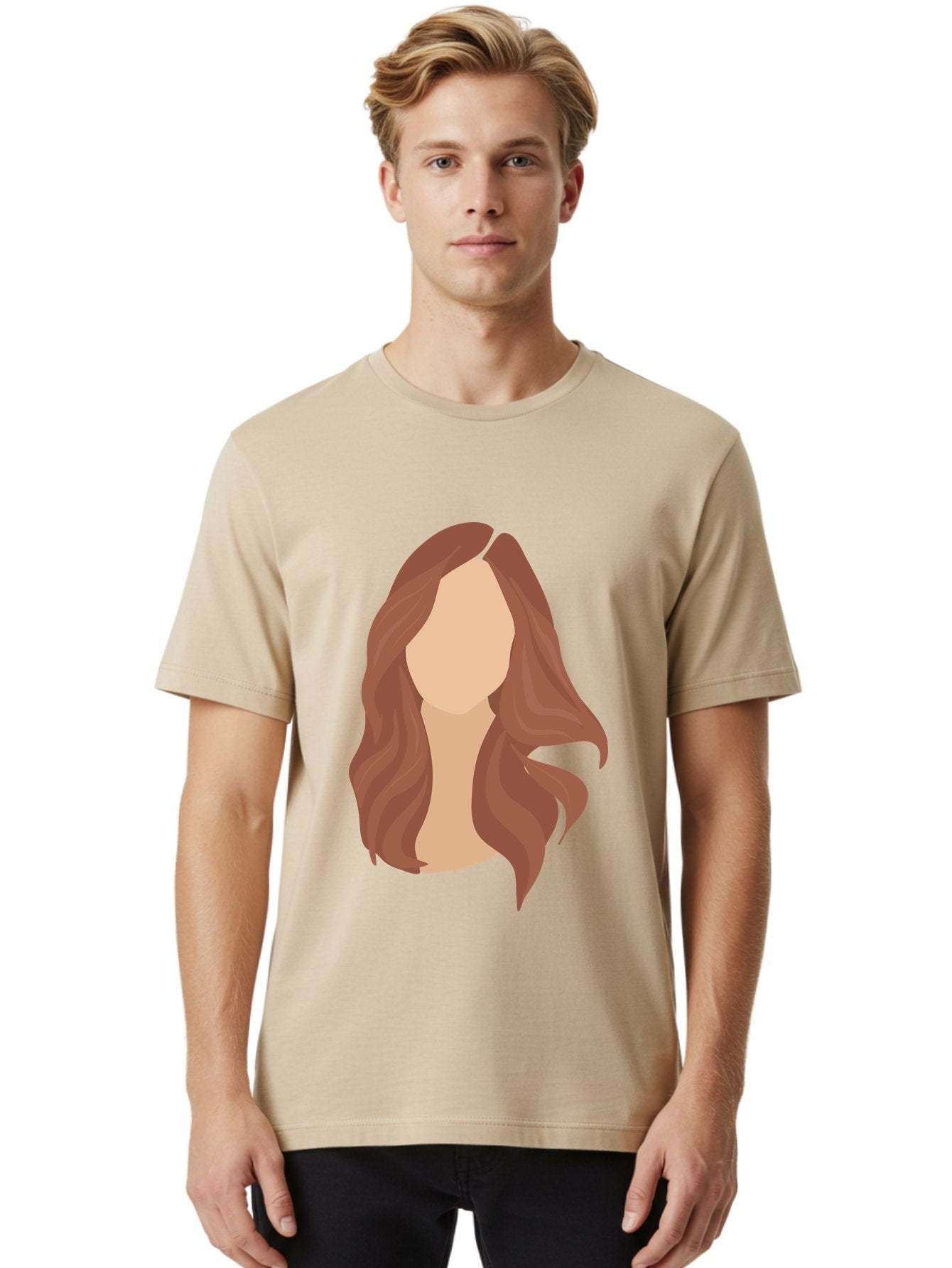 Woman-With-Long-Hair-2 Men'S Graphic Tee, 100% Cotton, Comfortable Casual Summer Wear, Machine Washable, Long Wavy Hair, Brunette Woman, Faceless Portrait, Hair Texture, Wavy Locks, Beauty Illustration, Hairstyle Inspiration, Hair Care Aae080 18