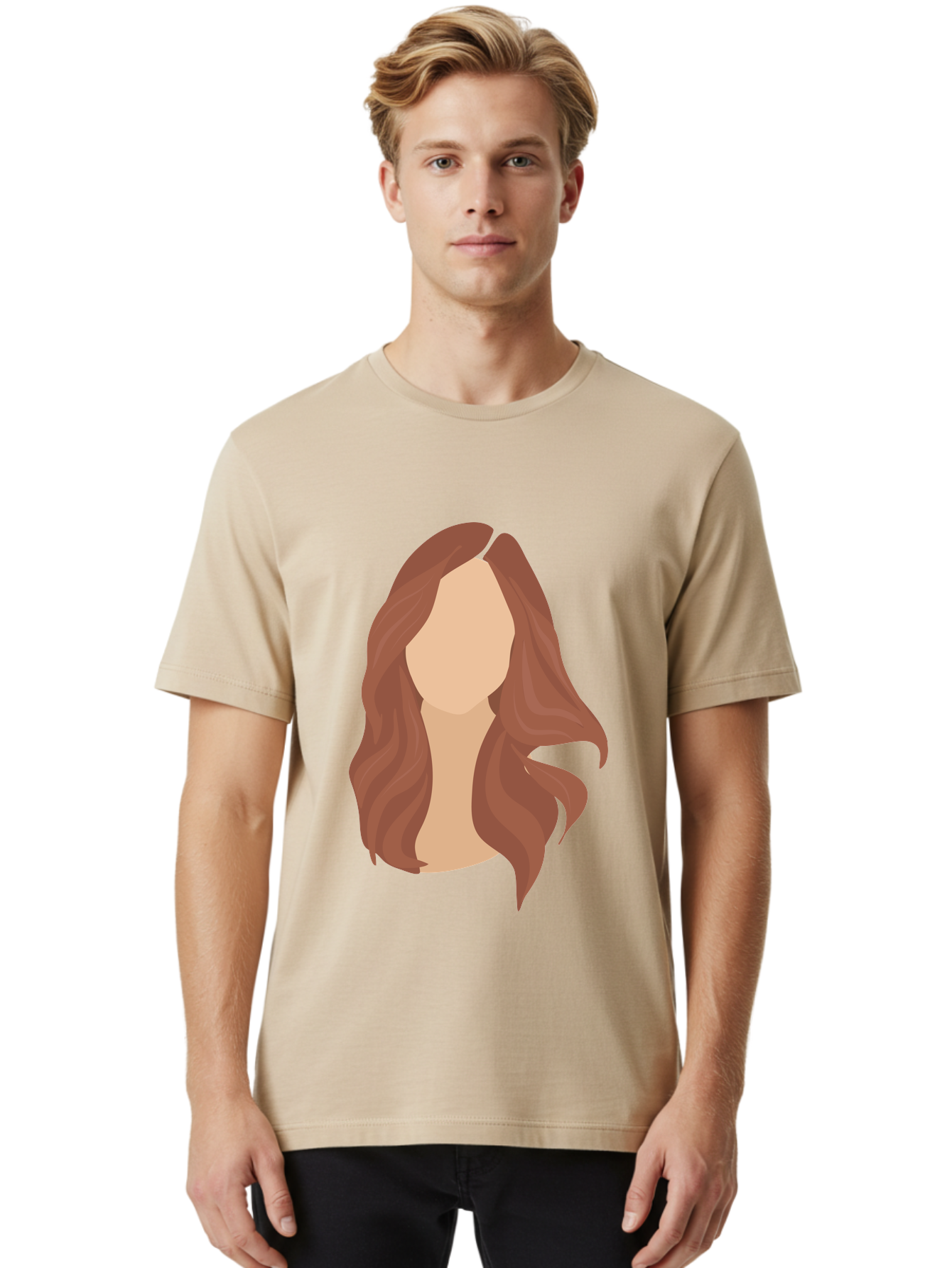 Woman-With-Long-Hair-2 Men'S Graphic Tee, 100% Cotton, Comfortable Casual Summer Wear, Machine Washable, Long Wavy Hair, Brunette Woman, Faceless Portrait, Hair Texture, Wavy Locks, Beauty Illustration, Hairstyle Inspiration, Hair Care Aae080 24