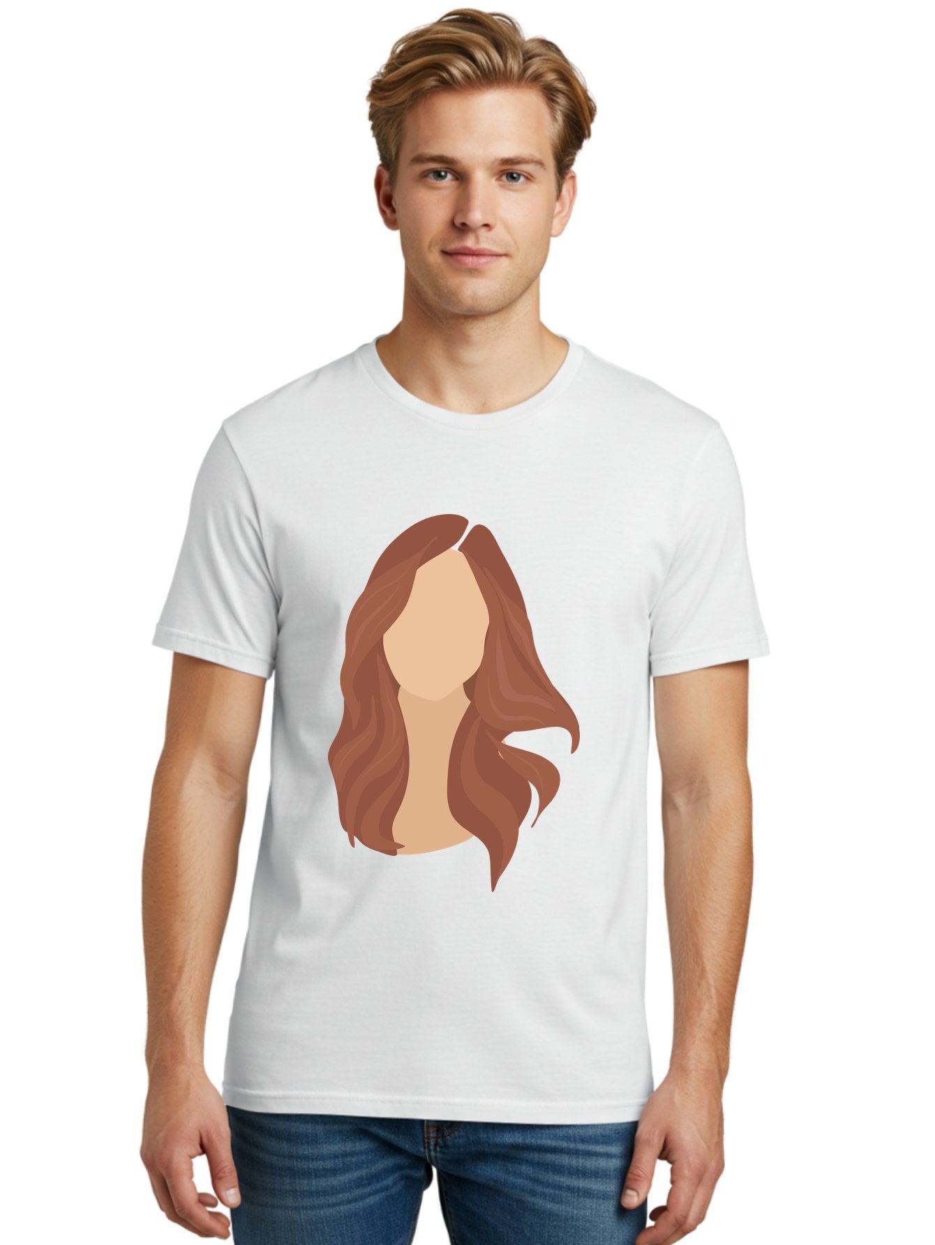 Woman-With-Long-Hair-2 Men'S Graphic Tee, 100% Cotton, Comfortable Casual Summer Wear, Machine Washable, Long Wavy Hair, Brunette Woman, Faceless Portrait, Hair Texture, Wavy Locks, Beauty Illustration, Hairstyle Inspiration, Hair Care Aae080 21