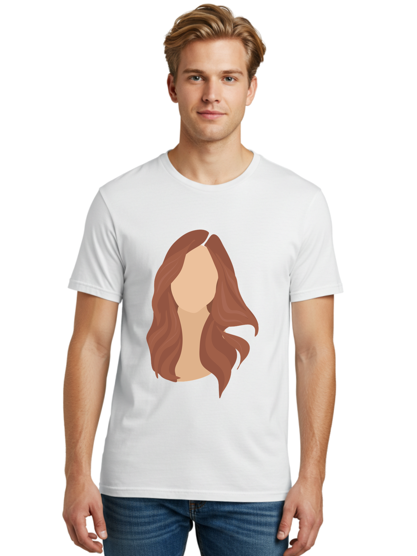 Woman-With-Long-Hair-2 Men'S Graphic Tee, 100% Cotton, Comfortable Casual Summer Wear, Machine Washable, Long Wavy Hair, Brunette Woman, Faceless Portrait, Hair Texture, Wavy Locks, Beauty Illustration, Hairstyle Inspiration, Hair Care Aae080 20