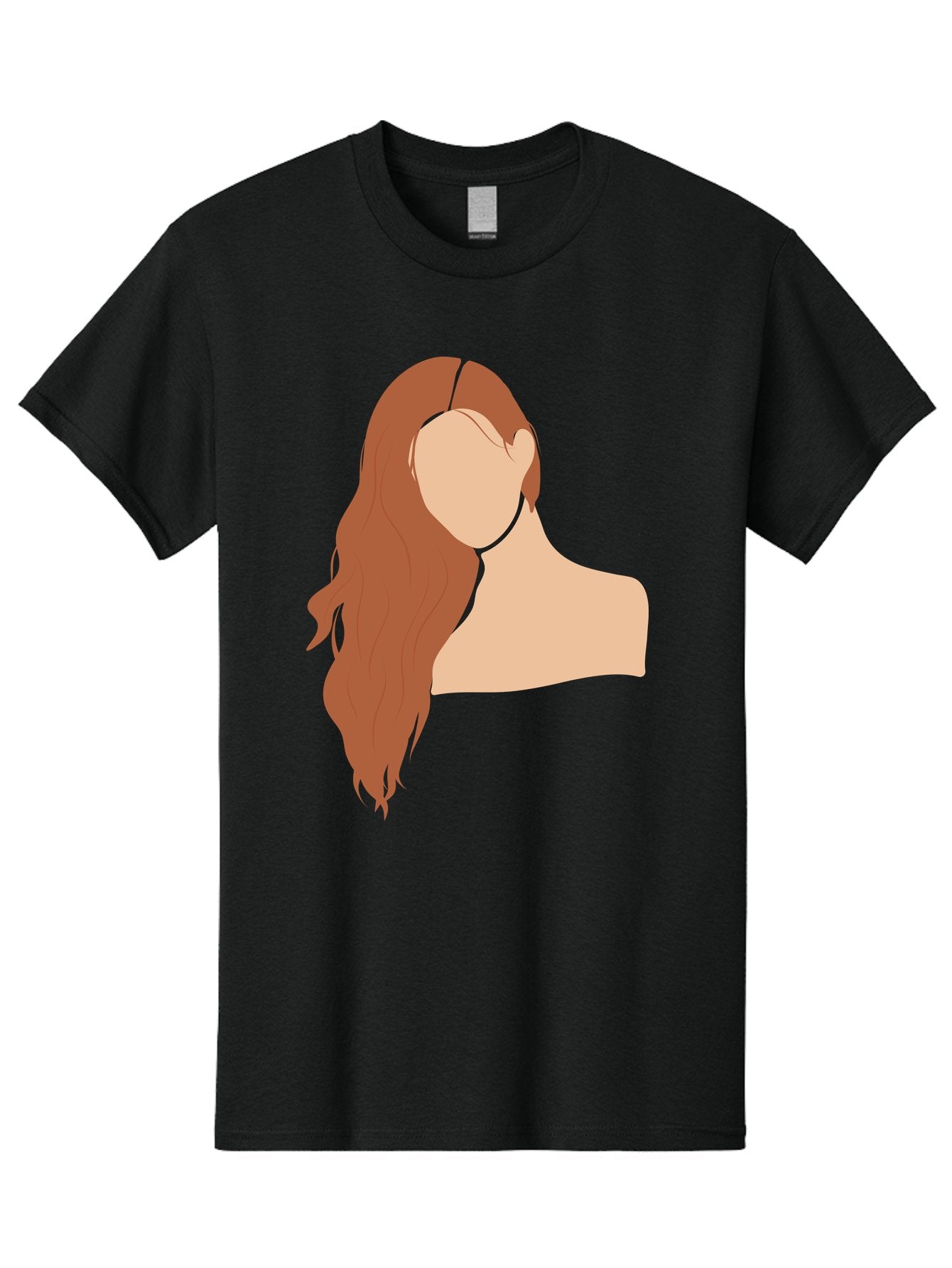 Woman-With-Long-Hair Men'S Graphic Tee, 100% Cotton, Comfortable Casual Summer Wear, Machine Washable, Woman With Long Hair, Red Hair, Shoulder-Length Locks, Faceless Portrait, Minimalist Art, Simple Shapes, Elegant Hairstyle, Aae081