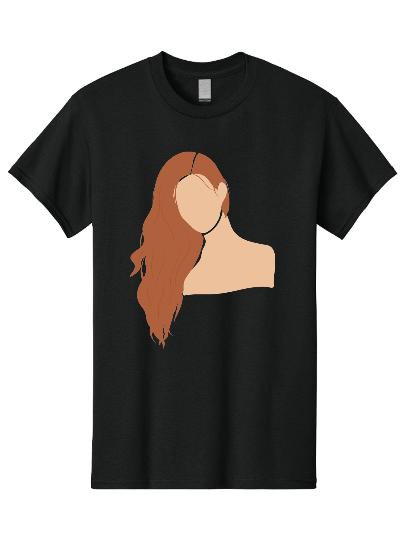 Woman-With-Long-Hair Men'S Graphic Tee, 100% Cotton, Comfortable Casual Summer Wear, Machine Washable, Woman With Long Hair, Red Hair, Shoulder-Length Locks, Faceless Portrait, Minimalist Art, Simple Shapes, Elegant Hairstyle, Aae081 21
