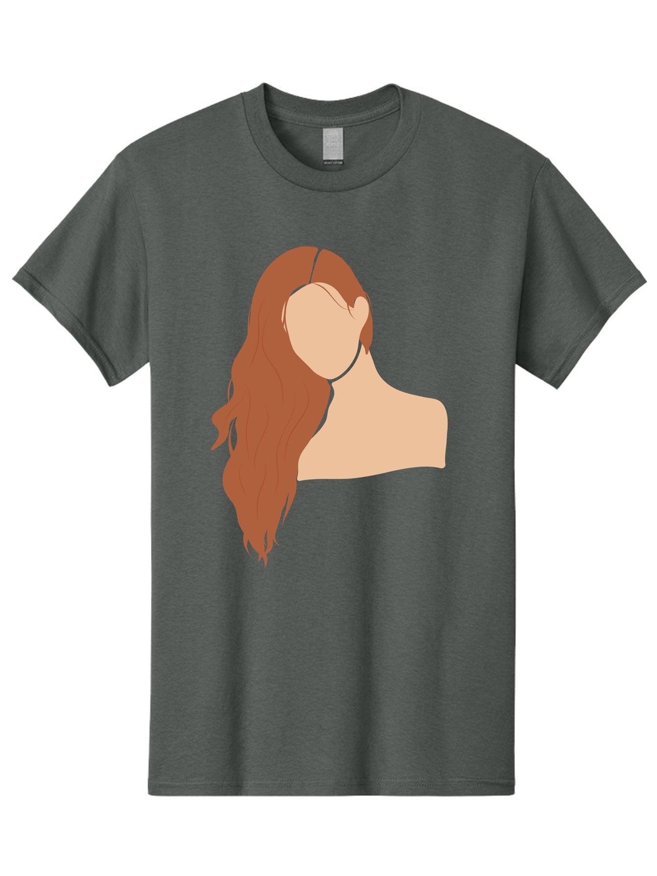 Woman-With-Long-Hair Men'S Graphic Tee, 100% Cotton, Comfortable Casual Summer Wear, Machine Washable, Woman With Long Hair, Red Hair, Shoulder-Length Locks, Faceless Portrait, Minimalist Art, Simple Shapes, Elegant Hairstyle, Aae081 12