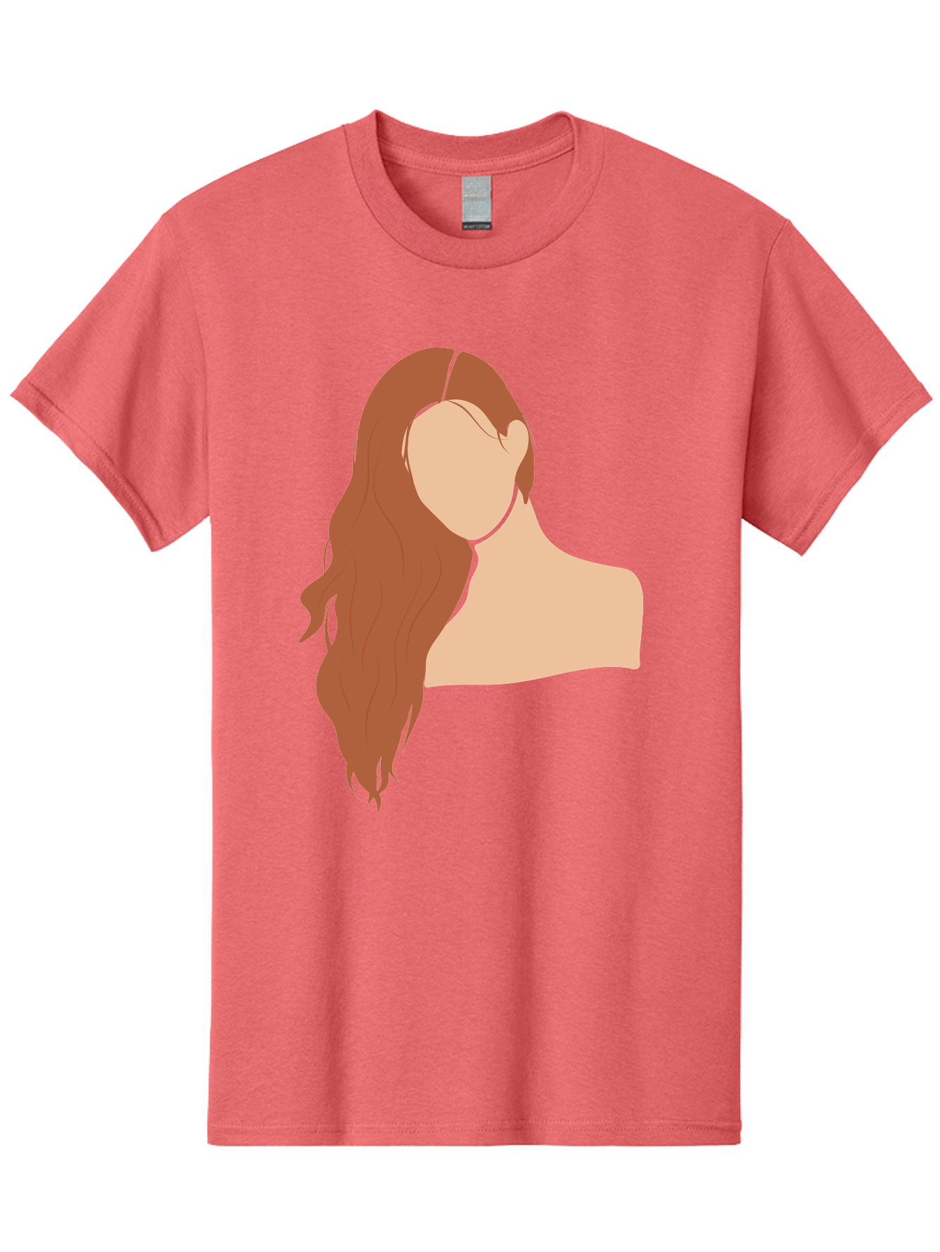 Woman-With-Long-Hair Men'S Graphic Tee, 100% Cotton, Comfortable Casual Summer Wear, Machine Washable, Woman With Long Hair, Red Hair, Shoulder-Length Locks, Faceless Portrait, Minimalist Art, Simple Shapes, Elegant Hairstyle, Aae081 17