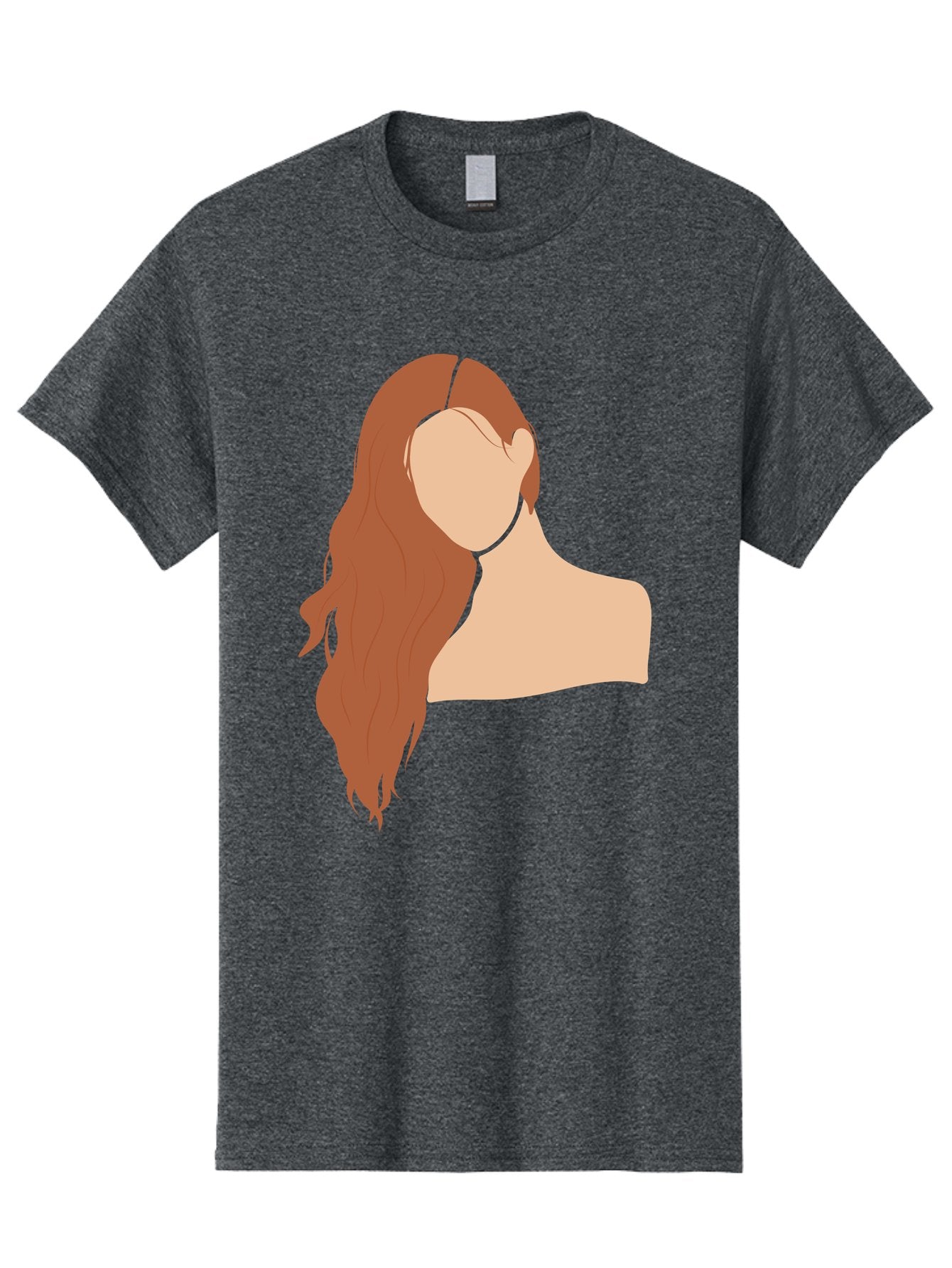 Woman-With-Long-Hair Men'S Graphic Tee, 100% Cotton, Comfortable Casual Summer Wear, Machine Washable, Woman With Long Hair, Red Hair, Shoulder-Length Locks, Faceless Portrait, Minimalist Art, Simple Shapes, Elegant Hairstyle, Aae081 7