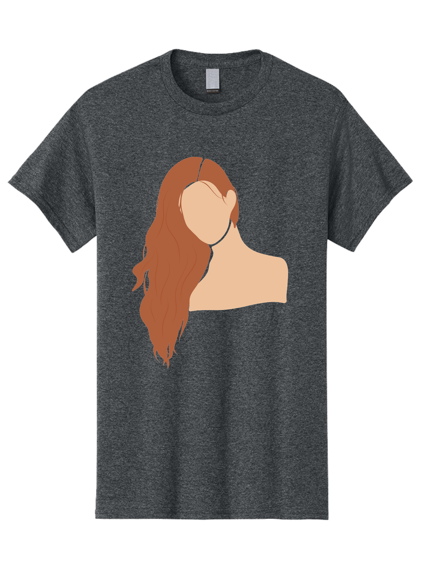 Woman-With-Long-Hair Men'S Graphic Tee, 100% Cotton, Comfortable Casual Summer Wear, Machine Washable, Woman With Long Hair, Red Hair, Shoulder-Length Locks, Faceless Portrait, Minimalist Art, Simple Shapes, Elegant Hairstyle, Aae081 25
