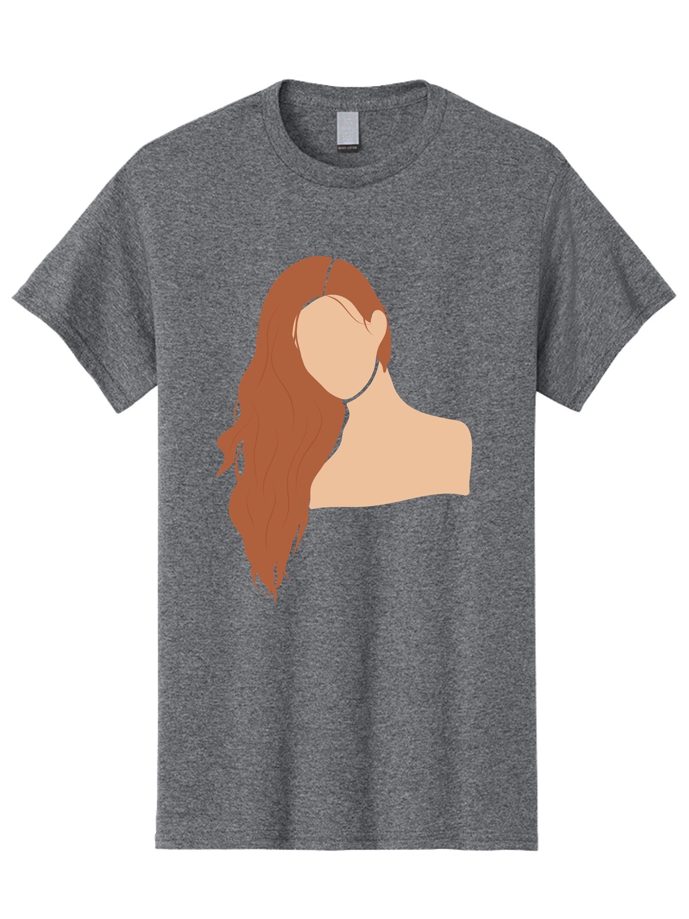 Woman-With-Long-Hair Men'S Graphic Tee, 100% Cotton, Comfortable Casual Summer Wear, Machine Washable, Woman With Long Hair, Red Hair, Shoulder-Length Locks, Faceless Portrait, Minimalist Art, Simple Shapes, Elegant Hairstyle, Aae081 14