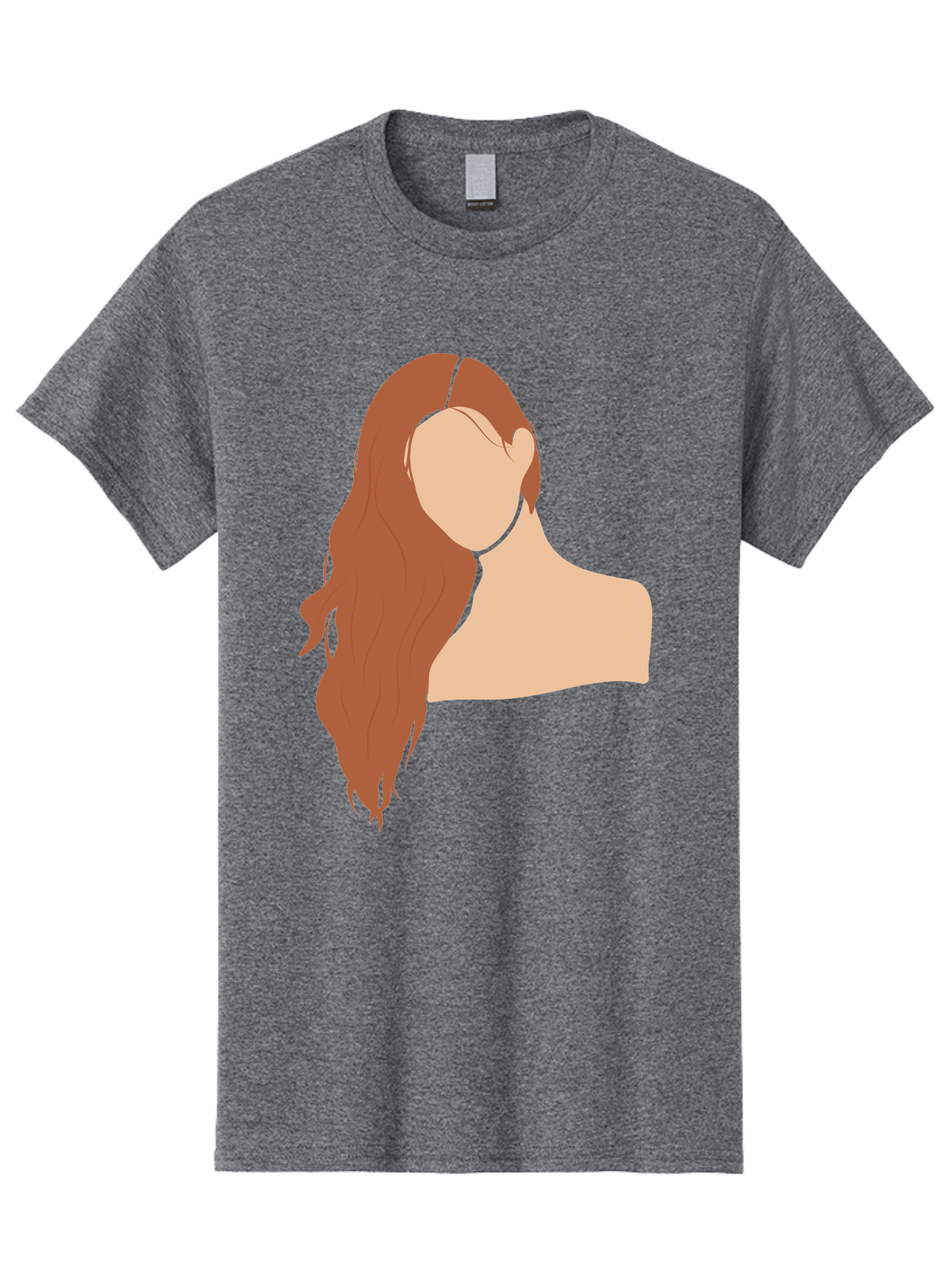 Woman-With-Long-Hair Men'S Graphic Tee, 100% Cotton, Comfortable Casual Summer Wear, Machine Washable, Woman With Long Hair, Red Hair, Shoulder-Length Locks, Faceless Portrait, Minimalist Art, Simple Shapes, Elegant Hairstyle, Aae081 3