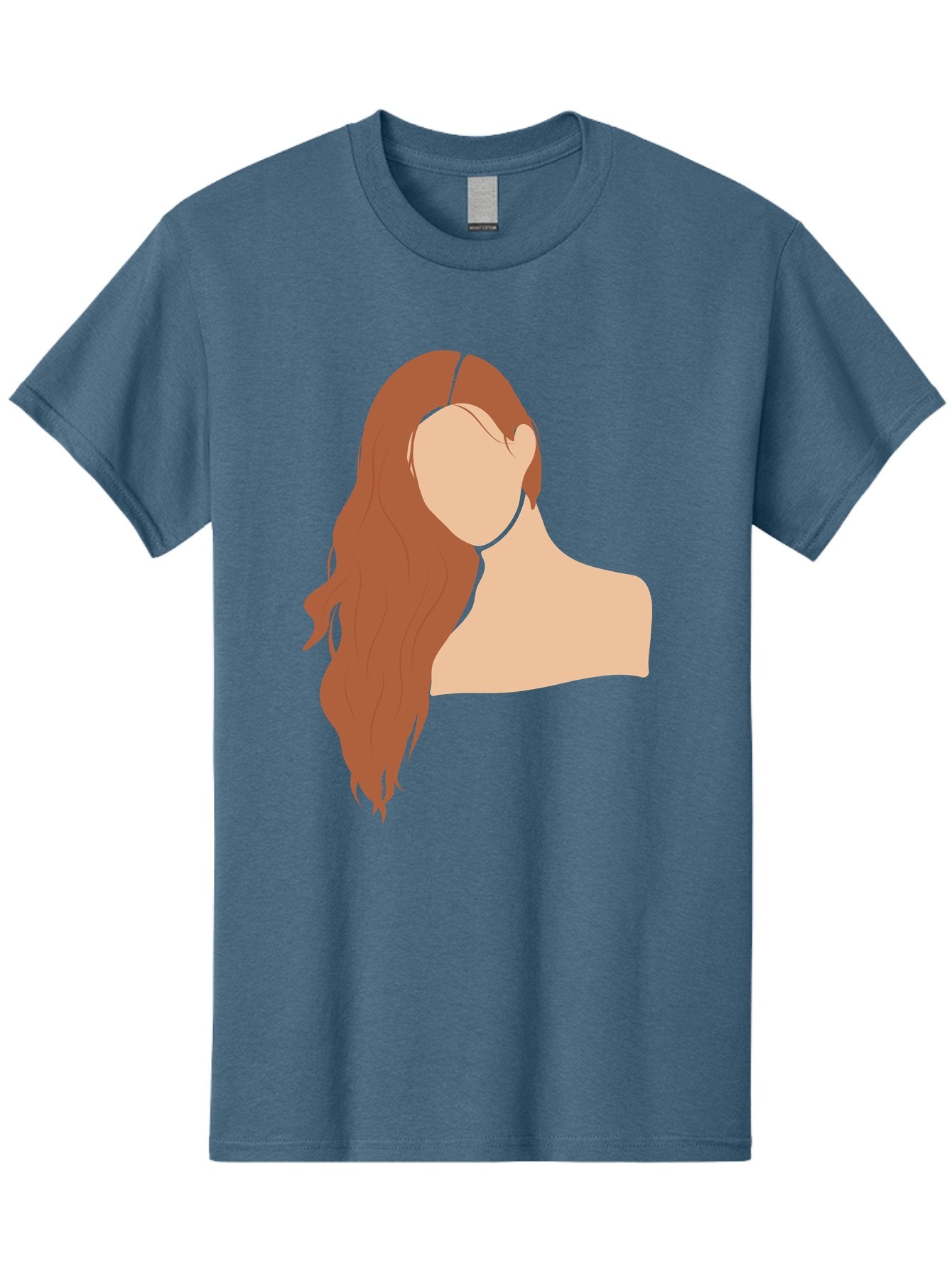 Woman-With-Long-Hair Men'S Graphic Tee, 100% Cotton, Comfortable Casual Summer Wear, Machine Washable, Woman With Long Hair, Red Hair, Shoulder-Length Locks, Faceless Portrait, Minimalist Art, Simple Shapes, Elegant Hairstyle, Aae081 11