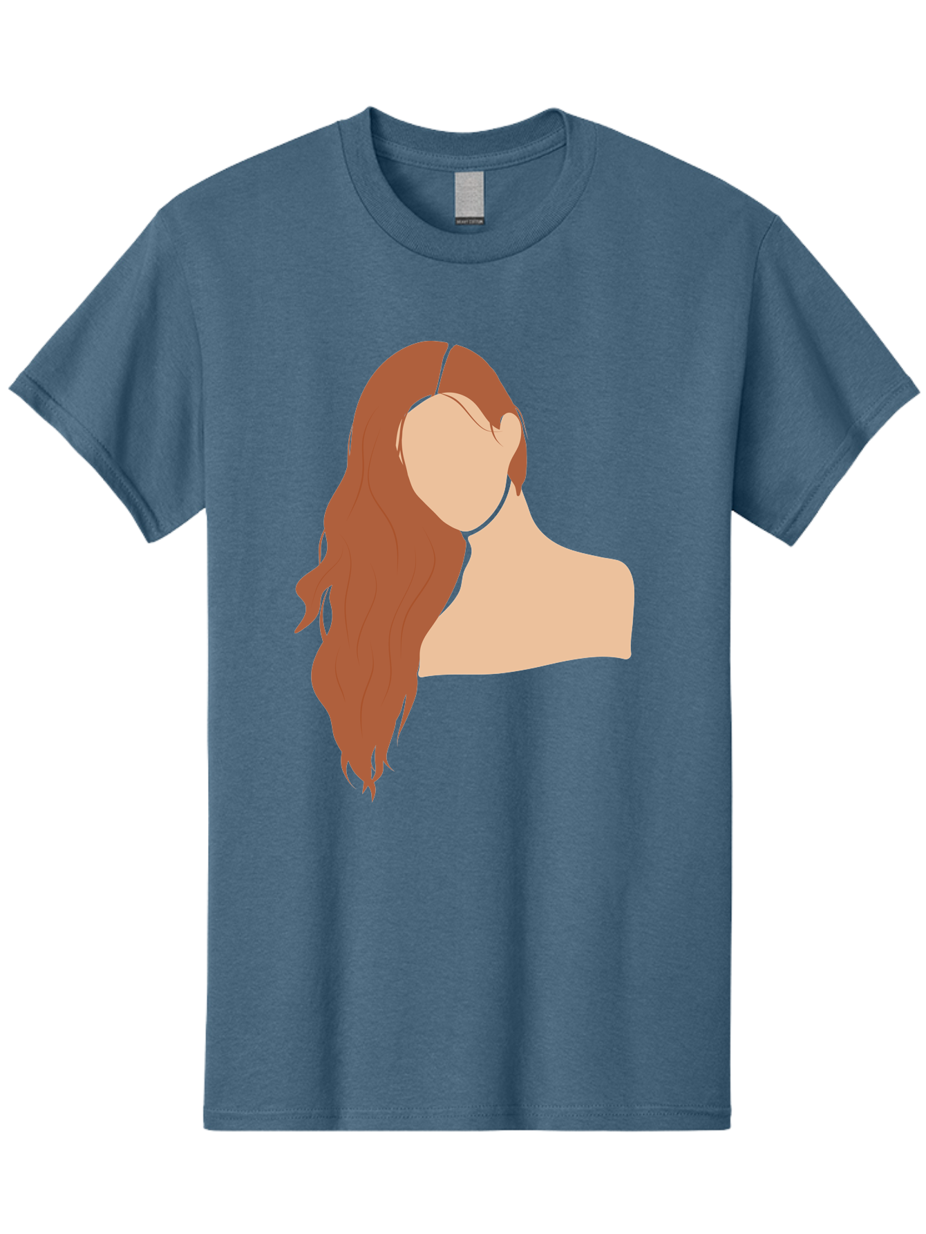 Woman-With-Long-Hair Men'S Graphic Tee, 100% Cotton, Comfortable Casual Summer Wear, Machine Washable, Woman With Long Hair, Red Hair, Shoulder-Length Locks, Faceless Portrait, Minimalist Art, Simple Shapes, Elegant Hairstyle, Aae081 7