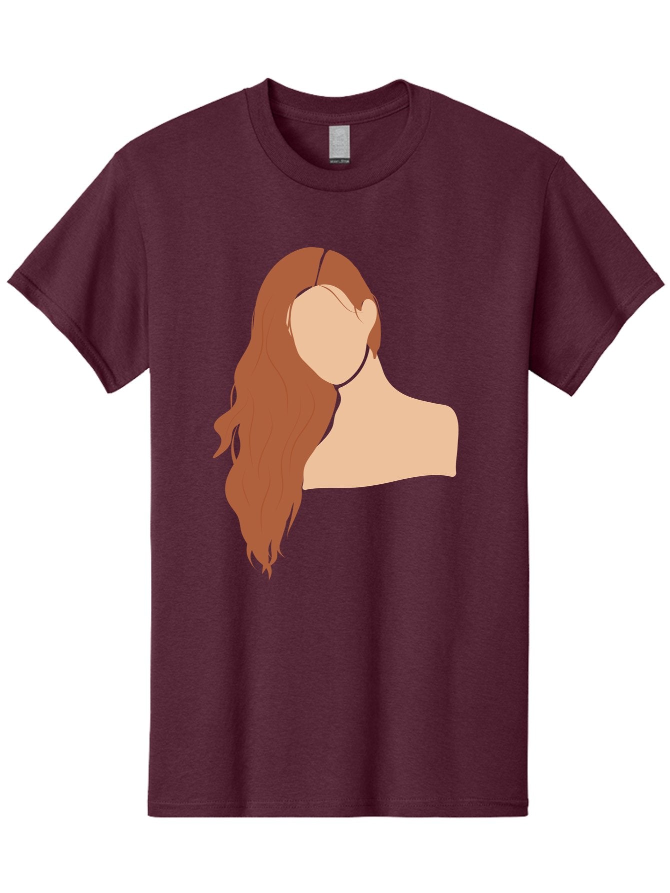 Woman-With-Long-Hair Men'S Graphic Tee, 100% Cotton, Comfortable Casual Summer Wear, Machine Washable, Woman With Long Hair, Red Hair, Shoulder-Length Locks, Faceless Portrait, Minimalist Art, Simple Shapes, Elegant Hairstyle, Aae081 9