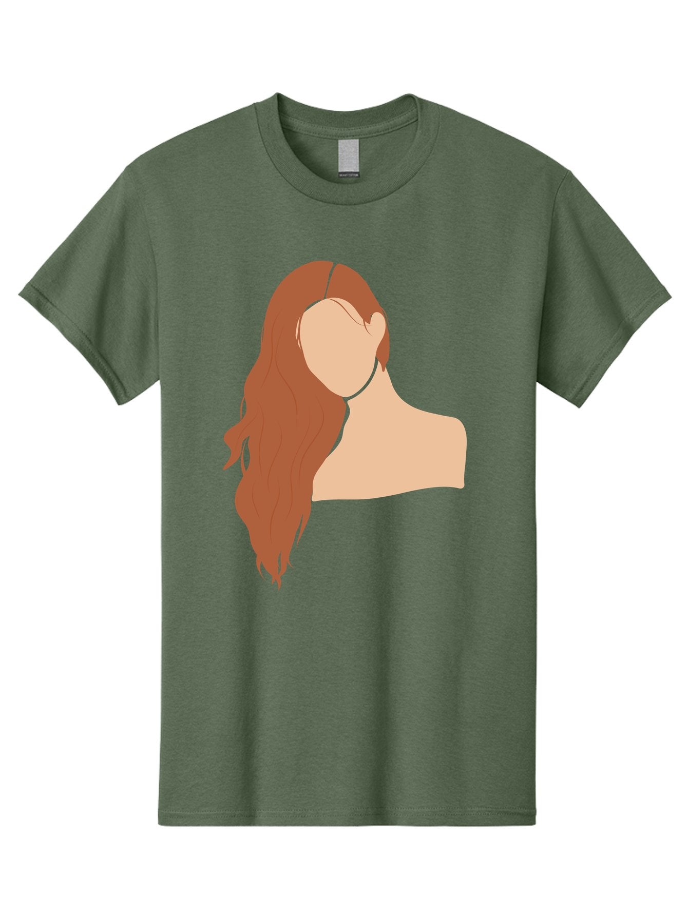 Woman-With-Long-Hair Men'S Graphic Tee, 100% Cotton, Comfortable Casual Summer Wear, Machine Washable, Woman With Long Hair, Red Hair, Shoulder-Length Locks, Faceless Portrait, Minimalist Art, Simple Shapes, Elegant Hairstyle, Aae081 6