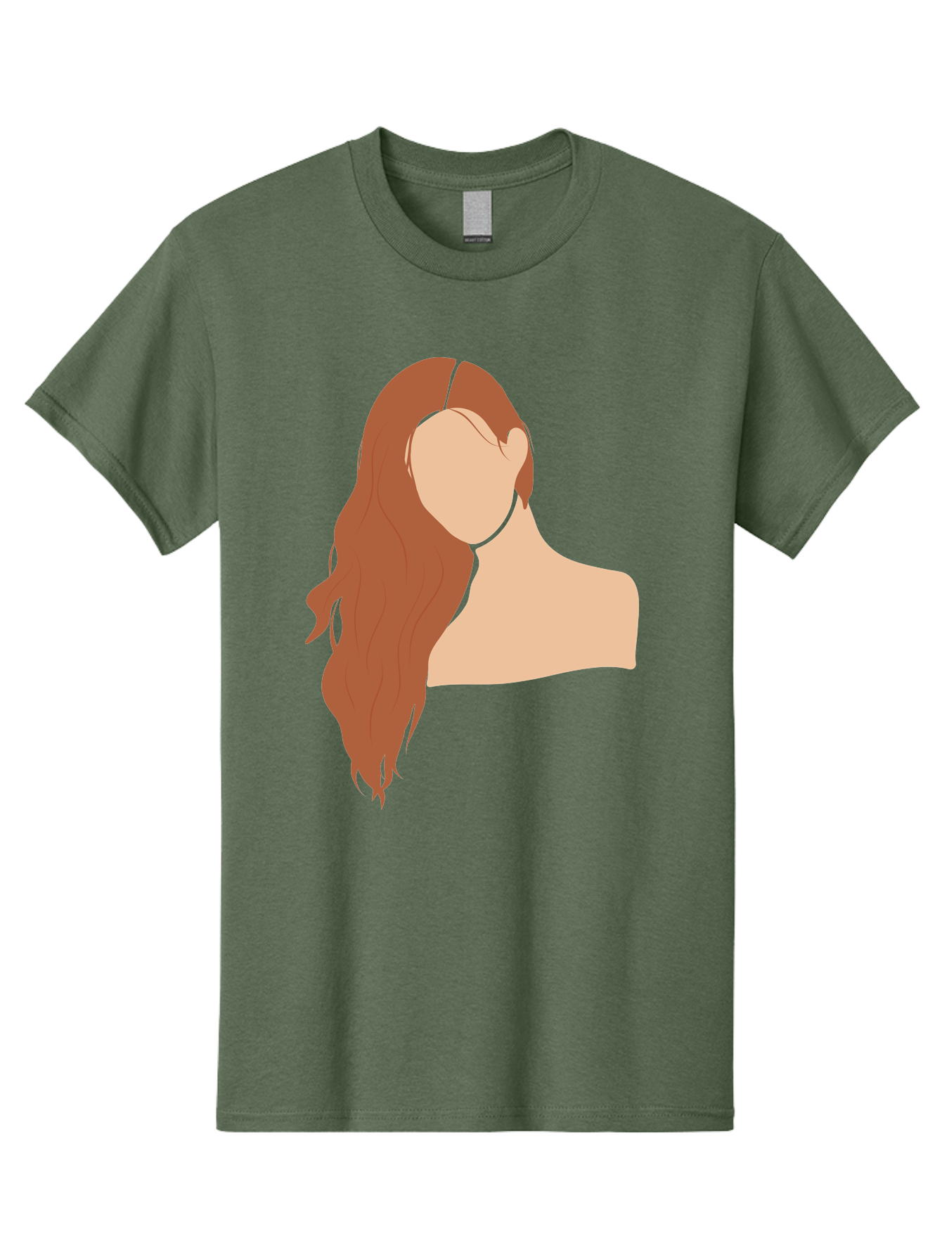 Woman-With-Long-Hair Men'S Graphic Tee, 100% Cotton, Comfortable Casual Summer Wear, Machine Washable, Woman With Long Hair, Red Hair, Shoulder-Length Locks, Faceless Portrait, Minimalist Art, Simple Shapes, Elegant Hairstyle, Aae081 13
