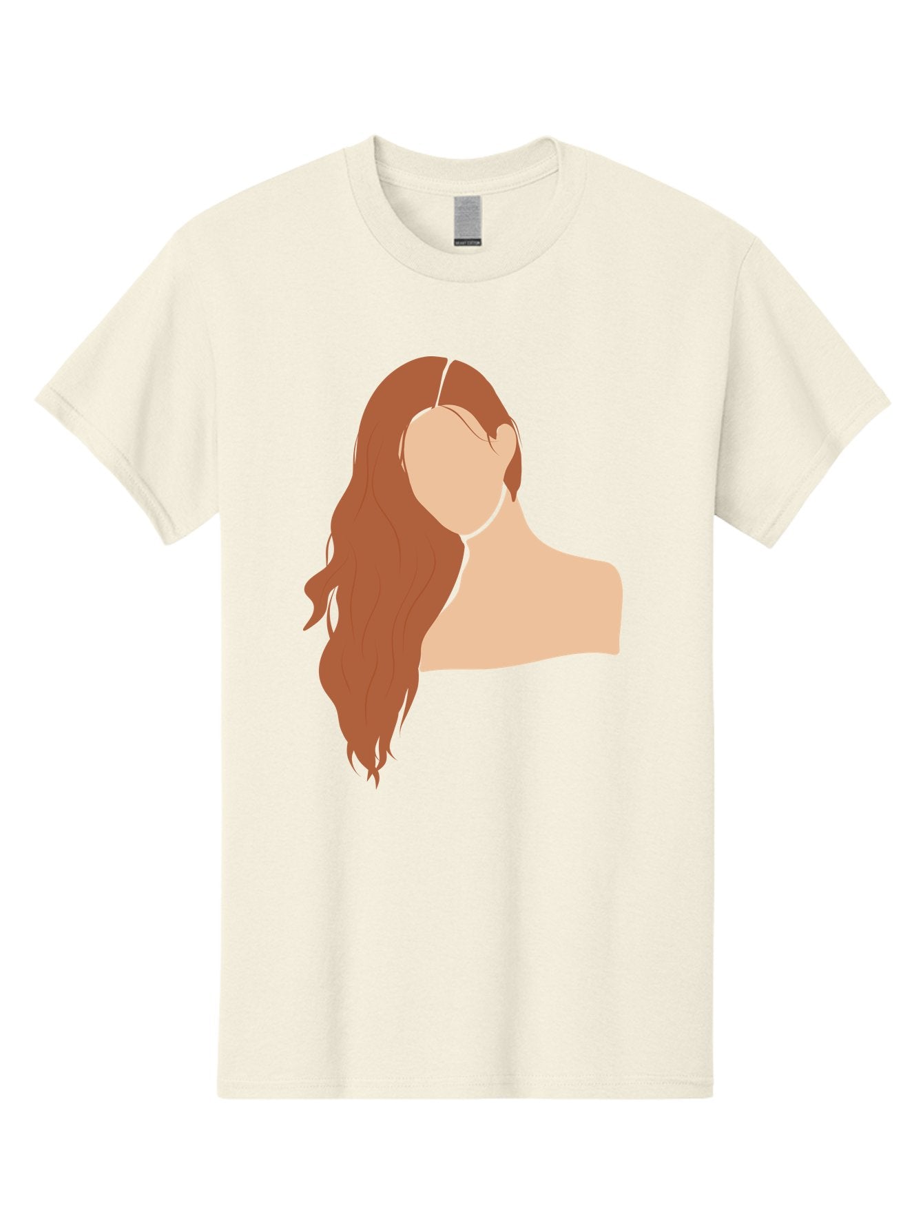 Woman-With-Long-Hair Men'S Graphic Tee, 100% Cotton, Comfortable Casual Summer Wear, Machine Washable, Woman With Long Hair, Red Hair, Shoulder-Length Locks, Faceless Portrait, Minimalist Art, Simple Shapes, Elegant Hairstyle, Aae081 13