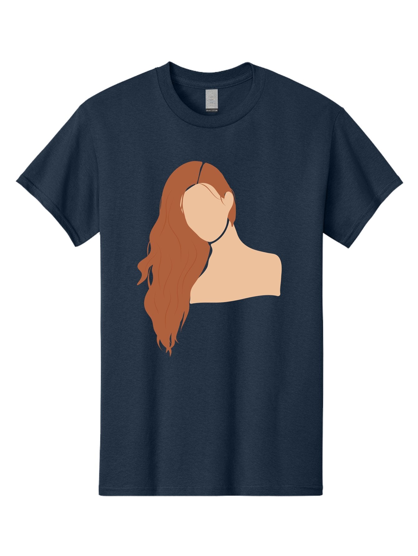 Woman-With-Long-Hair Men'S Graphic Tee, 100% Cotton, Comfortable Casual Summer Wear, Machine Washable, Woman With Long Hair, Red Hair, Shoulder-Length Locks, Faceless Portrait, Minimalist Art, Simple Shapes, Elegant Hairstyle, Aae081 5