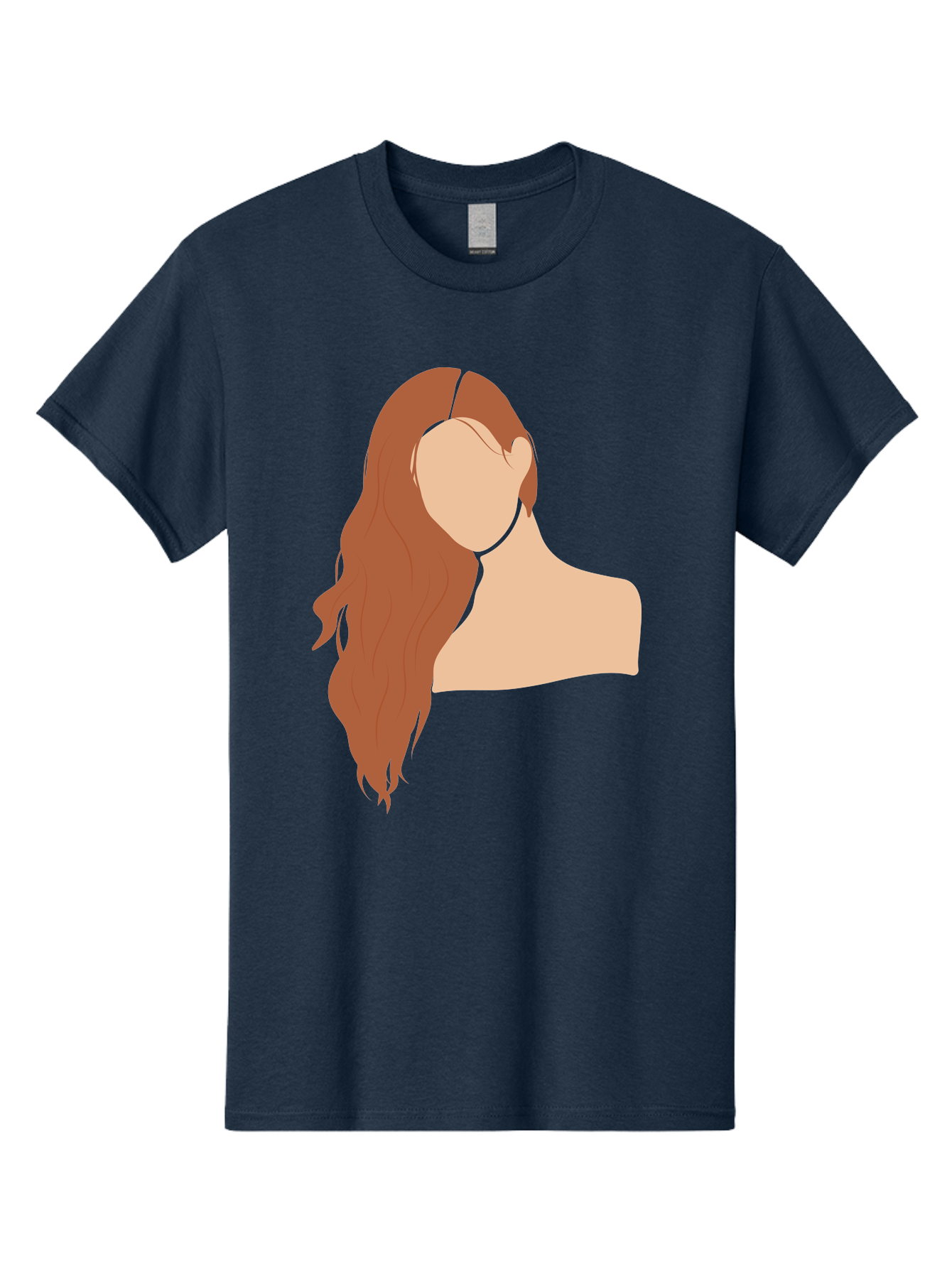 Woman-With-Long-Hair Men'S Graphic Tee, 100% Cotton, Comfortable Casual Summer Wear, Machine Washable, Woman With Long Hair, Red Hair, Shoulder-Length Locks, Faceless Portrait, Minimalist Art, Simple Shapes, Elegant Hairstyle, Aae081 15