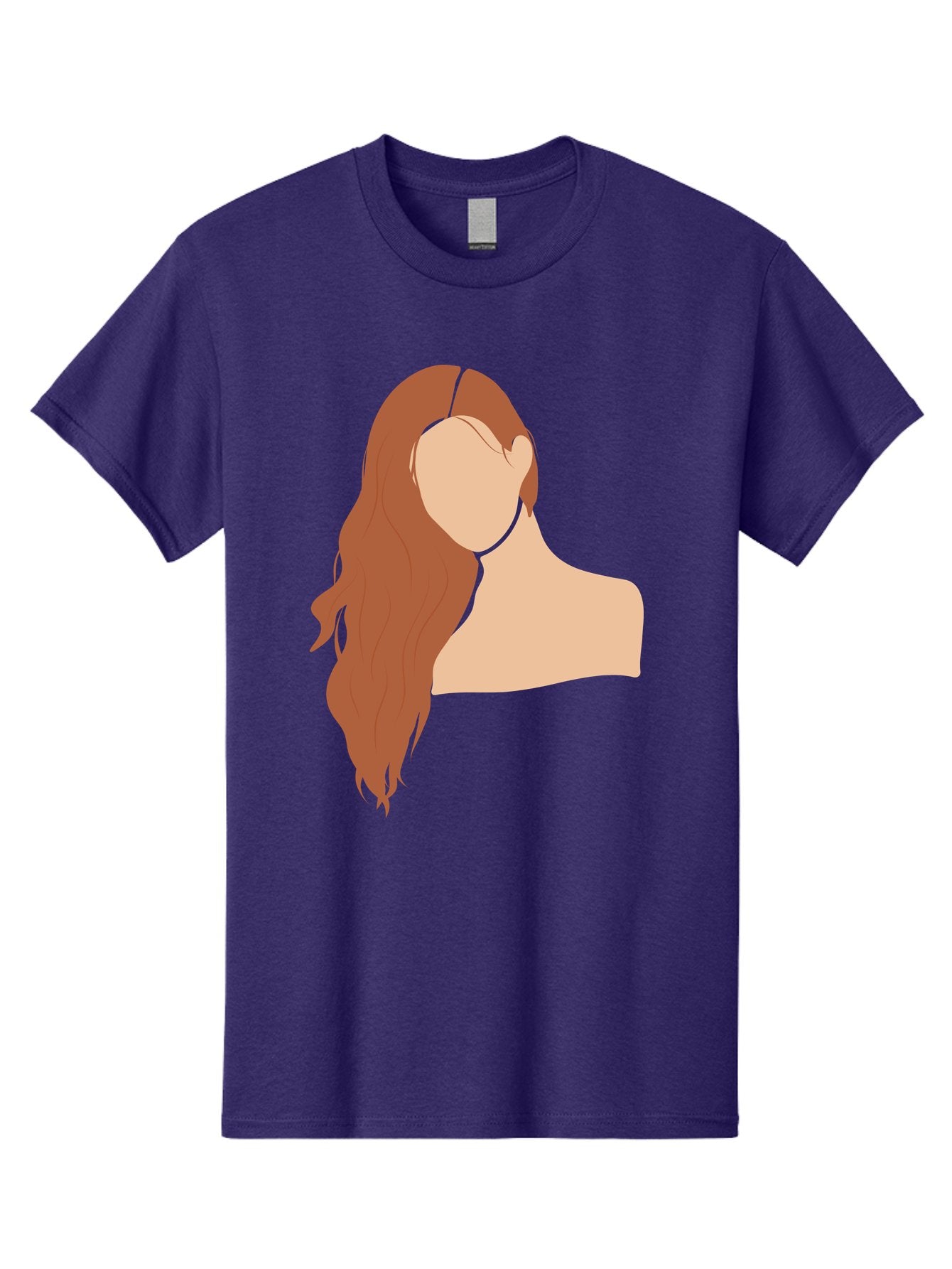 Woman-With-Long-Hair Men'S Graphic Tee, 100% Cotton, Comfortable Casual Summer Wear, Machine Washable, Woman With Long Hair, Red Hair, Shoulder-Length Locks, Faceless Portrait, Minimalist Art, Simple Shapes, Elegant Hairstyle, Aae081 8