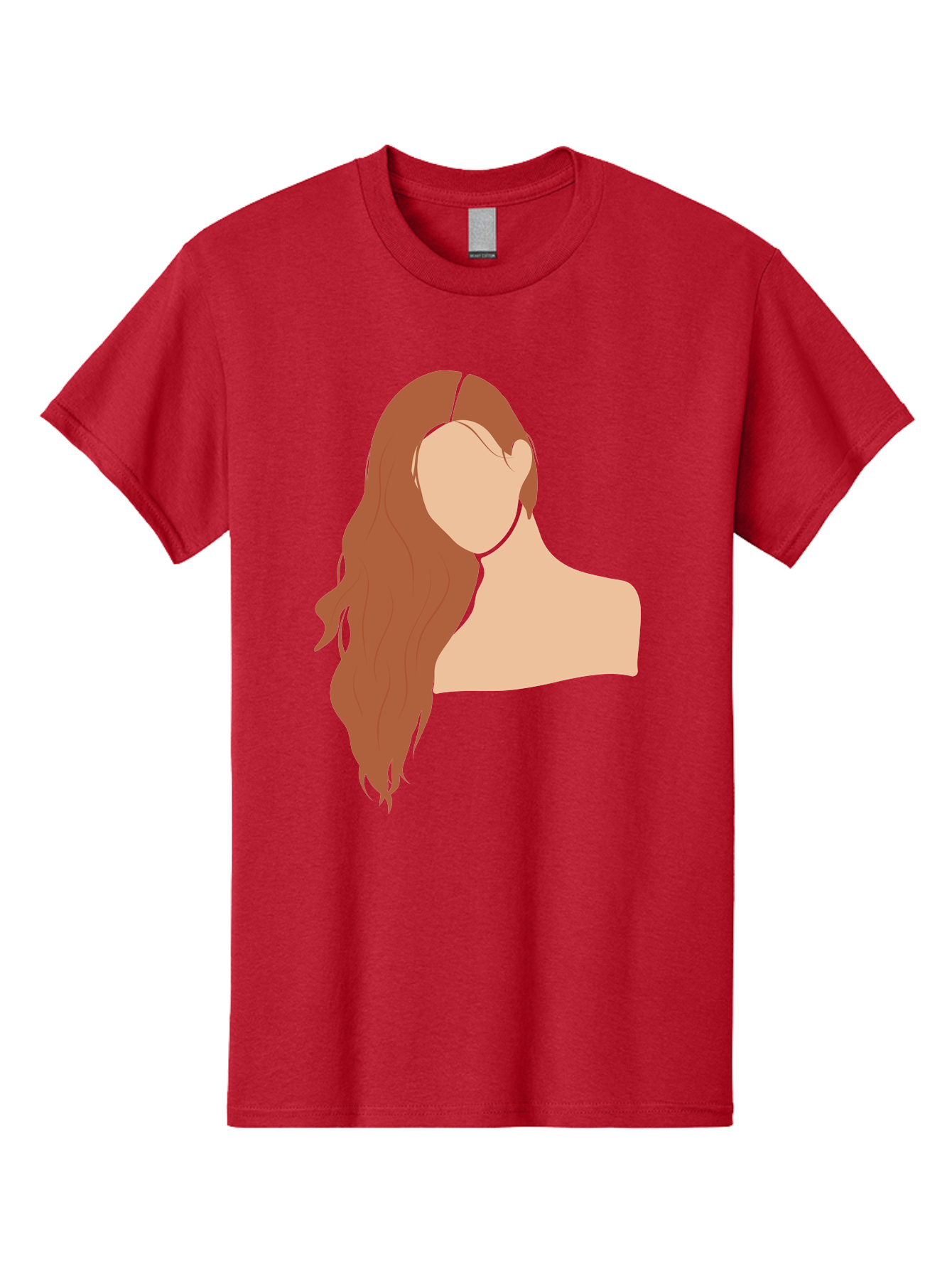 Woman-With-Long-Hair Men'S Graphic Tee, 100% Cotton, Comfortable Casual Summer Wear, Machine Washable, Woman With Long Hair, Red Hair, Shoulder-Length Locks, Faceless Portrait, Minimalist Art, Simple Shapes, Elegant Hairstyle, Aae081 19