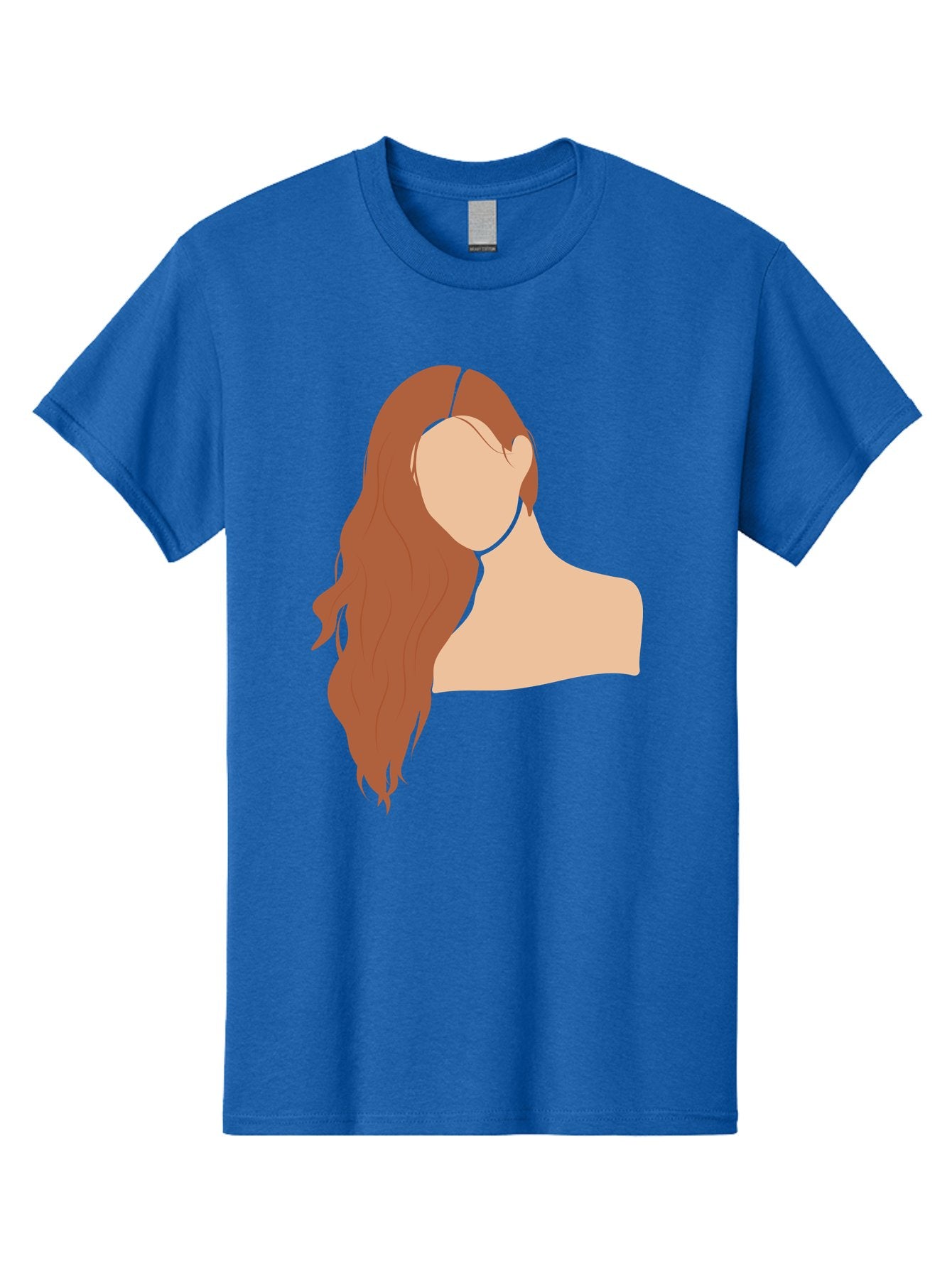 Woman-With-Long-Hair Men'S Graphic Tee, 100% Cotton, Comfortable Casual Summer Wear, Machine Washable, Woman With Long Hair, Red Hair, Shoulder-Length Locks, Faceless Portrait, Minimalist Art, Simple Shapes, Elegant Hairstyle, Aae081 4