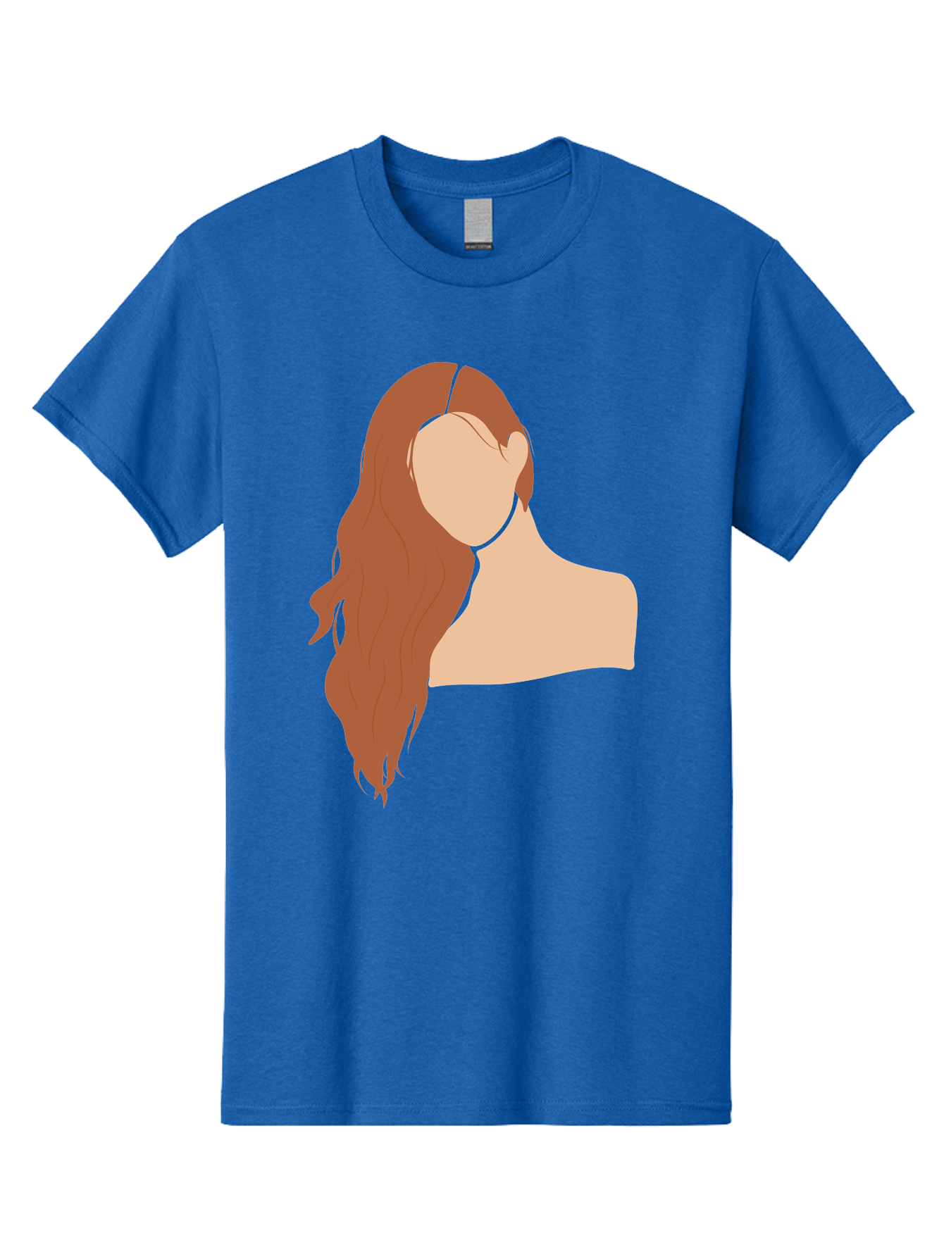 Woman-With-Long-Hair Men'S Graphic Tee, 100% Cotton, Comfortable Casual Summer Wear, Machine Washable, Woman With Long Hair, Red Hair, Shoulder-Length Locks, Faceless Portrait, Minimalist Art, Simple Shapes, Elegant Hairstyle, Aae081 23