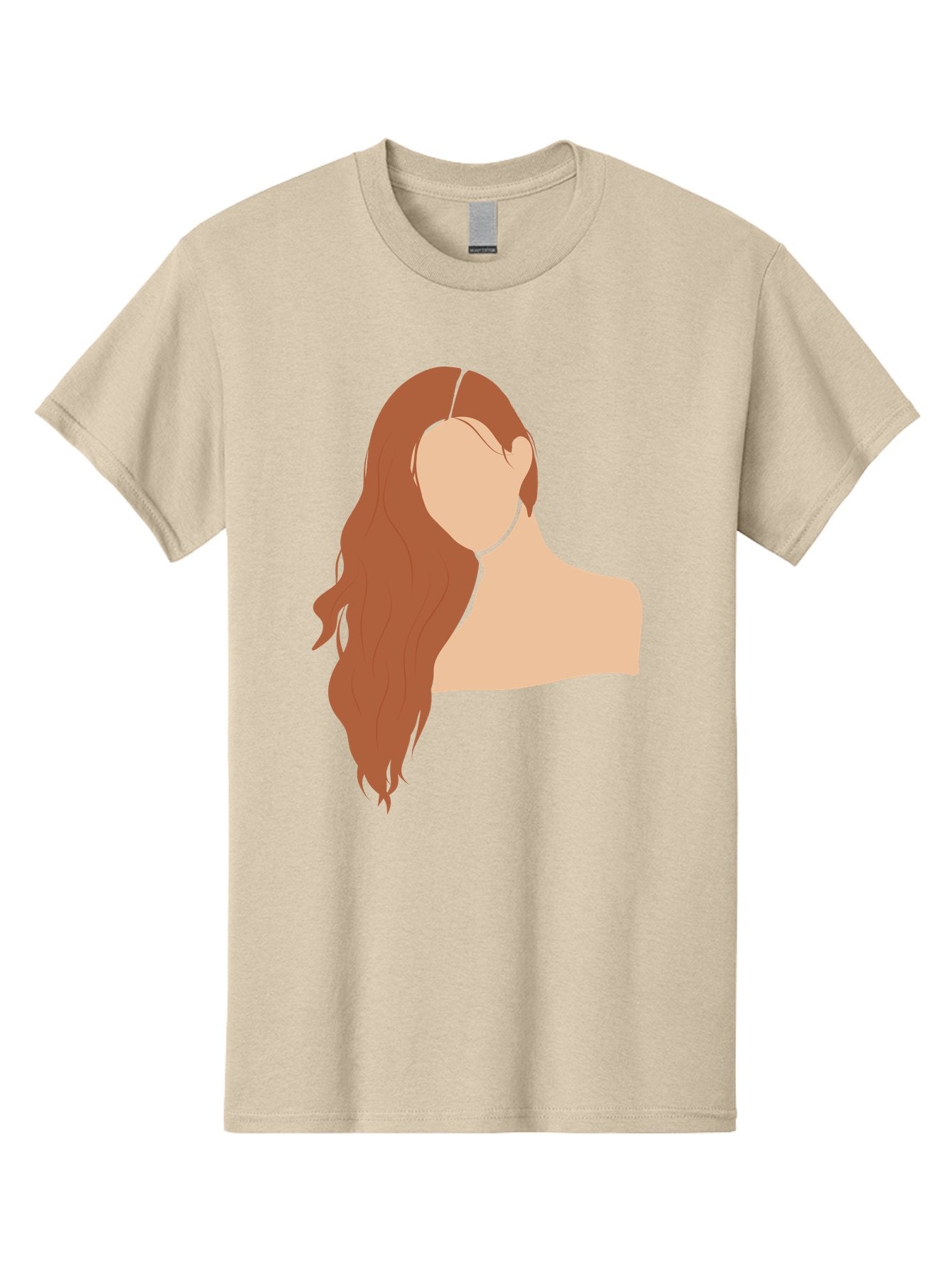 Woman-With-Long-Hair Men'S Graphic Tee, 100% Cotton, Comfortable Casual Summer Wear, Machine Washable, Woman With Long Hair, Red Hair, Shoulder-Length Locks, Faceless Portrait, Minimalist Art, Simple Shapes, Elegant Hairstyle, Aae081 10