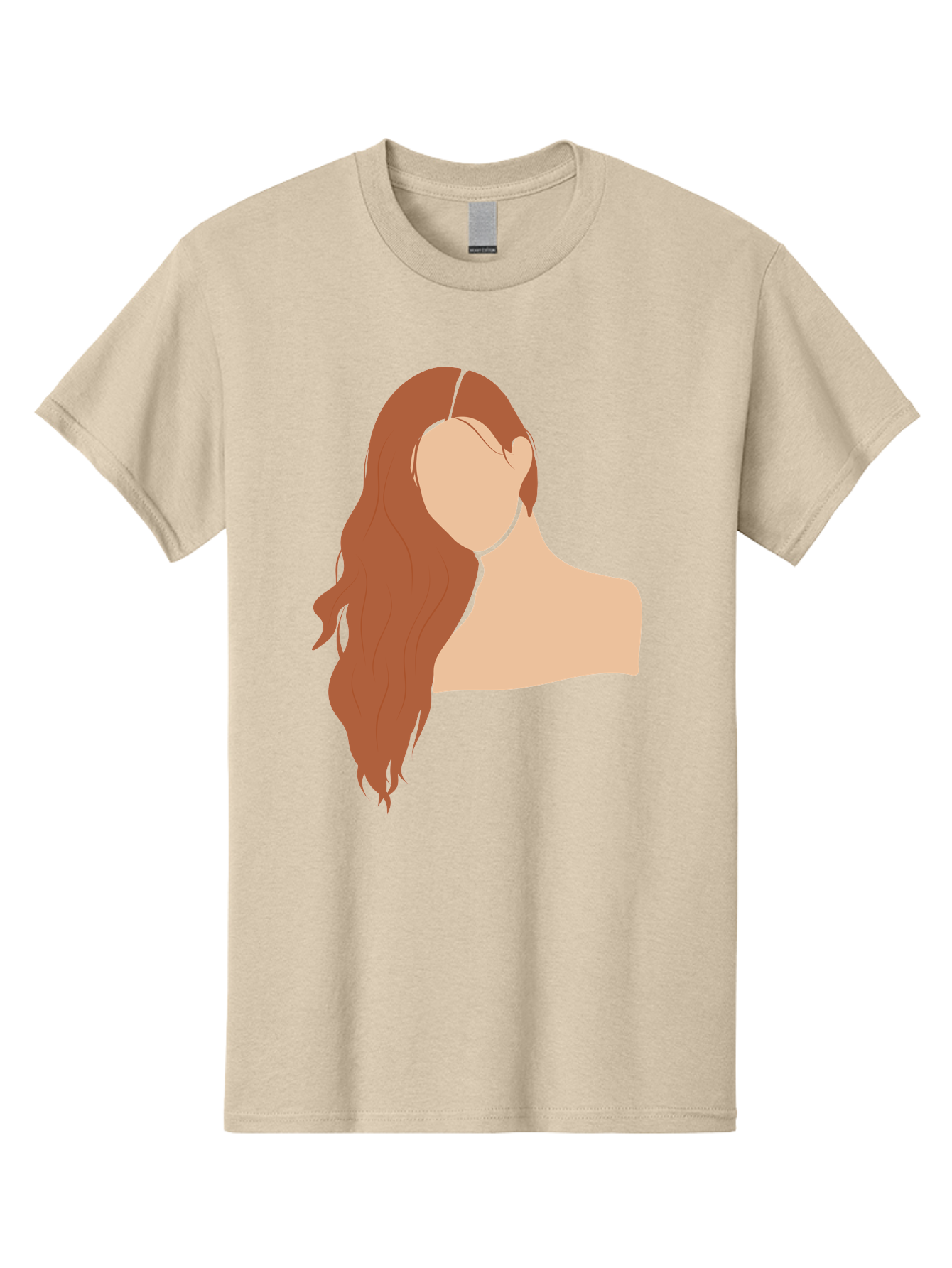 Woman-With-Long-Hair Men'S Graphic Tee, 100% Cotton, Comfortable Casual Summer Wear, Machine Washable, Woman With Long Hair, Red Hair, Shoulder-Length Locks, Faceless Portrait, Minimalist Art, Simple Shapes, Elegant Hairstyle, Aae081 27
