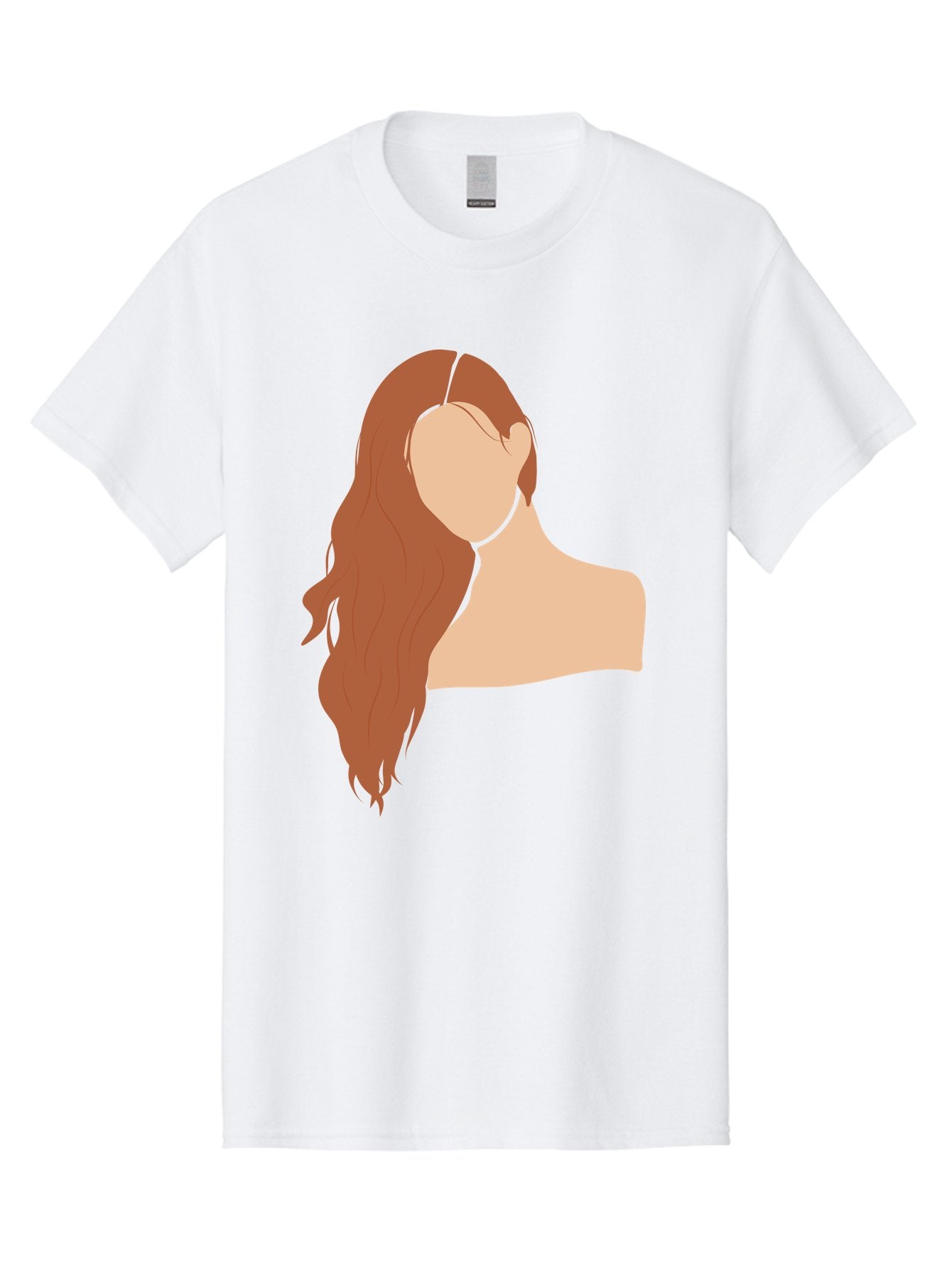 Woman-With-Long-Hair Men'S Graphic Tee, 100% Cotton, Comfortable Casual Summer Wear, Machine Washable, Woman With Long Hair, Red Hair, Shoulder-Length Locks, Faceless Portrait, Minimalist Art, Simple Shapes, Elegant Hairstyle, Aae081 15
