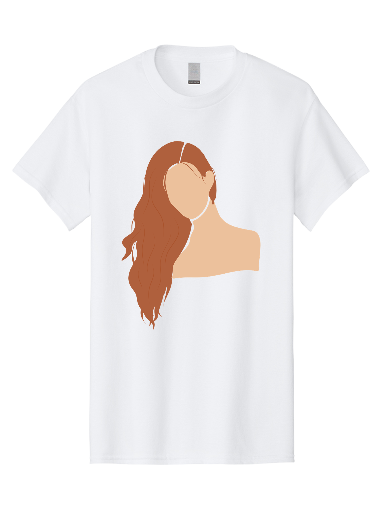 Woman-With-Long-Hair Men'S Graphic Tee, 100% Cotton, Comfortable Casual Summer Wear, Machine Washable, Woman With Long Hair, Red Hair, Shoulder-Length Locks, Faceless Portrait, Minimalist Art, Simple Shapes, Elegant Hairstyle, Aae081