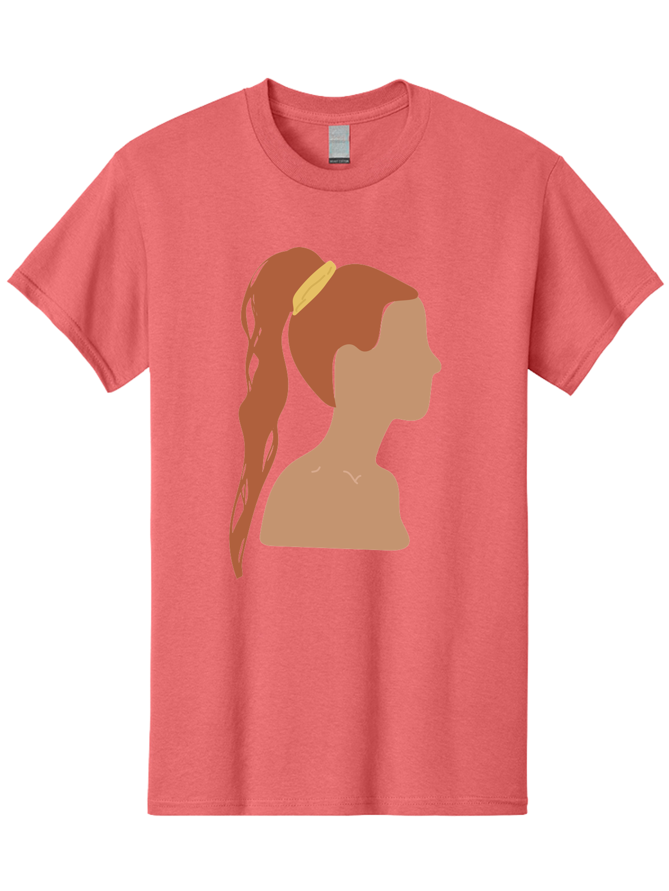 Woman-With-Pigtail Men'S Graphic Tee, 100% Cotton, Comfortable Casual Summer Wear, Machine Washable, Girl Profile, Pigtail Hairstyle, Yellow Hairband, Simple Illustration, Minimalist Design, Elegant Look, Simple Shapes, Cartoon-Style, Aae082 7