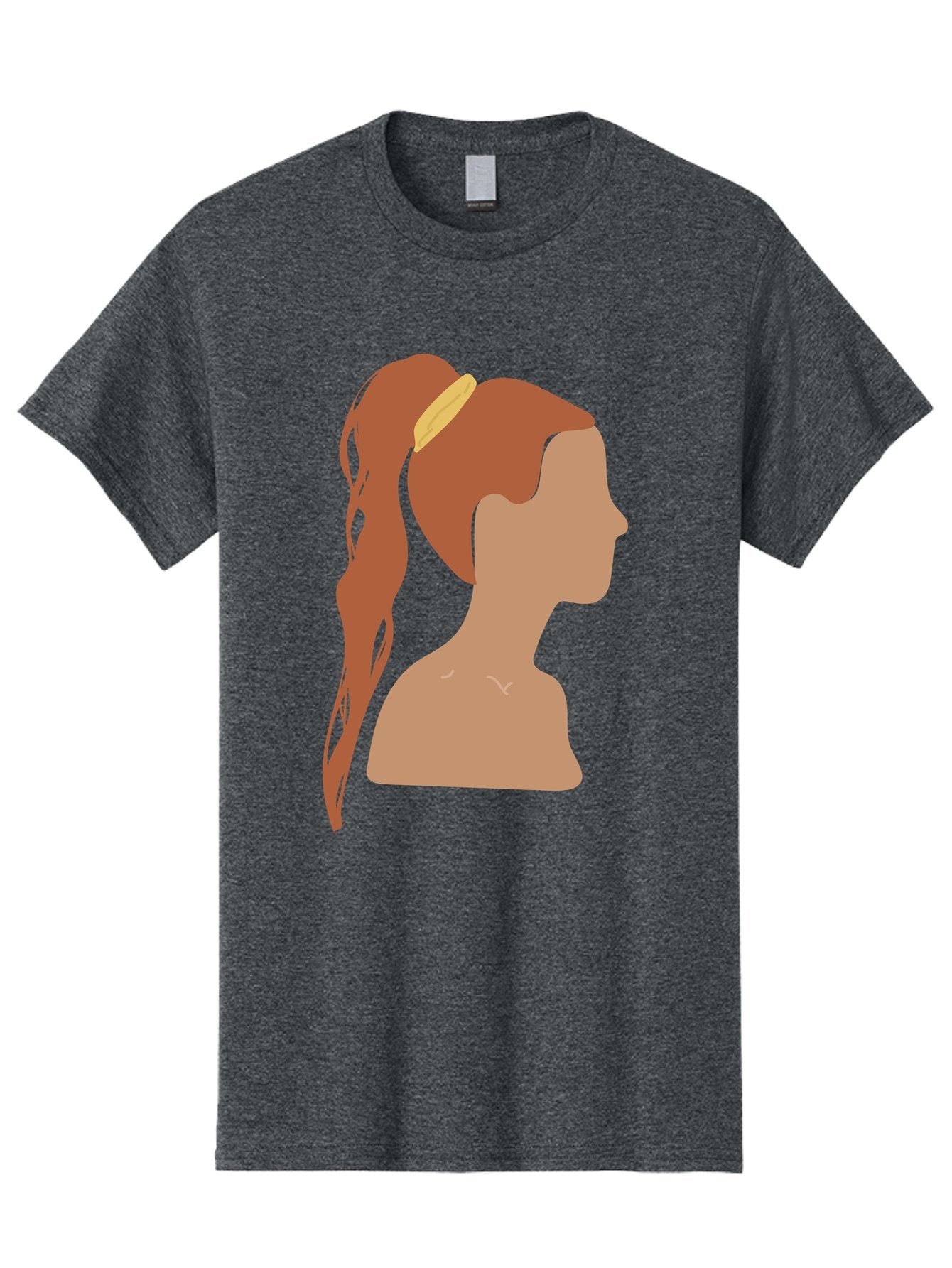 Woman-With-Pigtail Men'S Graphic Tee, 100% Cotton, Comfortable Casual Summer Wear, Machine Washable, Girl Profile, Pigtail Hairstyle, Yellow Hairband, Simple Illustration, Minimalist Design, Elegant Look, Simple Shapes, Cartoon-Style, Aae082 3