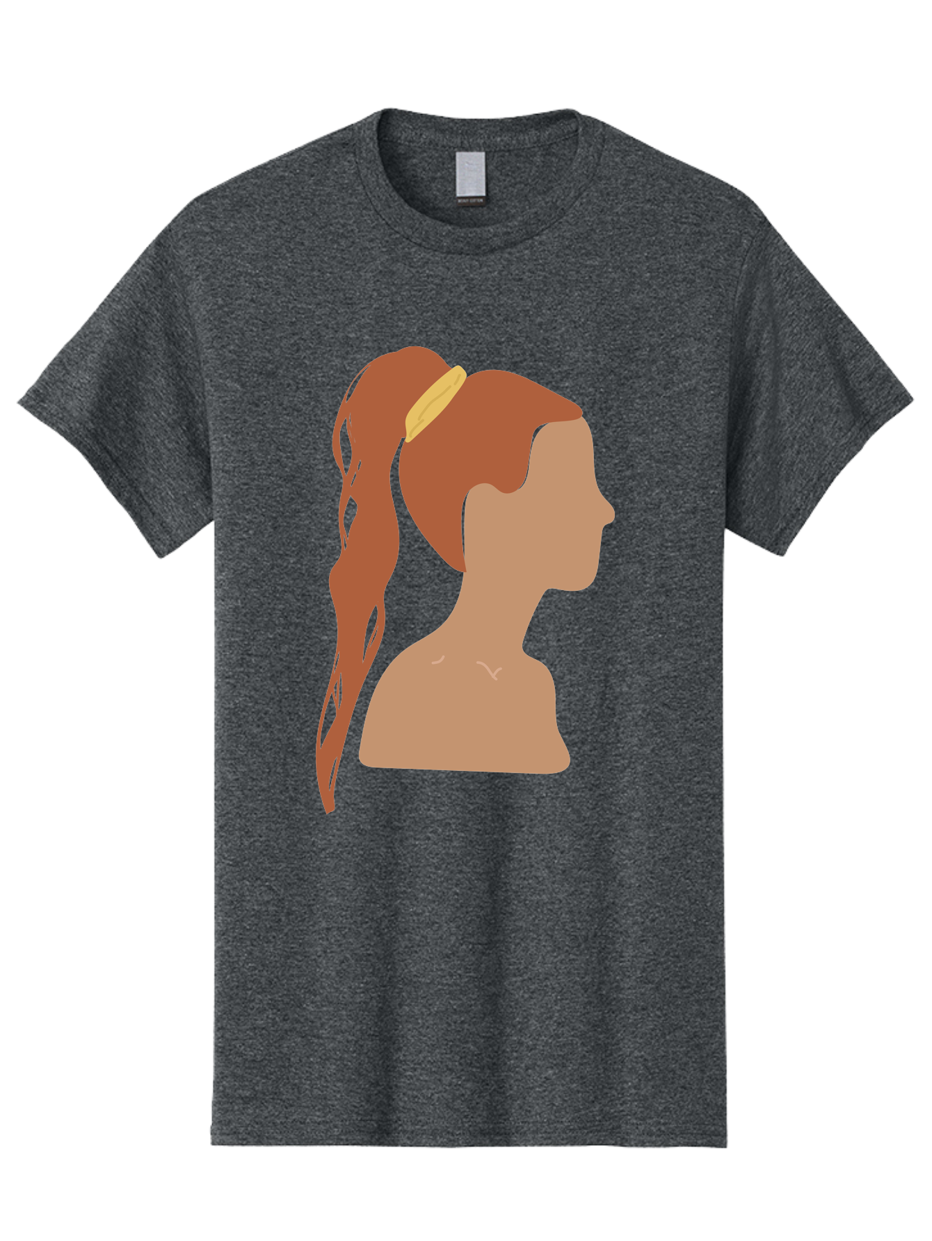 Woman-With-Pigtail Men'S Graphic Tee, 100% Cotton, Comfortable Casual Summer Wear, Machine Washable, Girl Profile, Pigtail Hairstyle, Yellow Hairband, Simple Illustration, Minimalist Design, Elegant Look, Simple Shapes, Cartoon-Style, Aae082 17