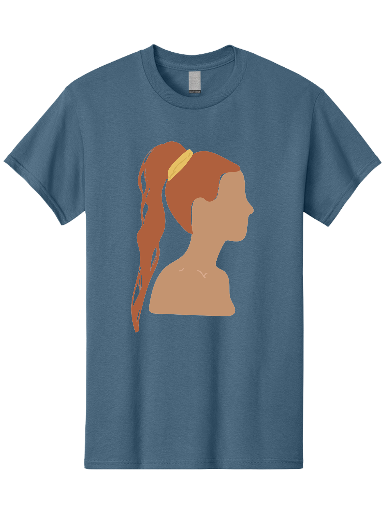 Woman-With-Pigtail Men'S Graphic Tee, 100% Cotton, Comfortable Casual Summer Wear, Machine Washable, Girl Profile, Pigtail Hairstyle, Yellow Hairband, Simple Illustration, Minimalist Design, Elegant Look, Simple Shapes, Cartoon-Style, Aae082 21