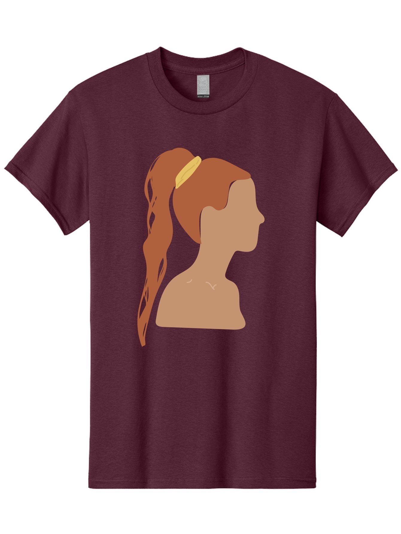 Woman-With-Pigtail Men'S Graphic Tee, 100% Cotton, Comfortable Casual Summer Wear, Machine Washable, Girl Profile, Pigtail Hairstyle, Yellow Hairband, Simple Illustration, Minimalist Design, Elegant Look, Simple Shapes, Cartoon-Style, Aae082 12