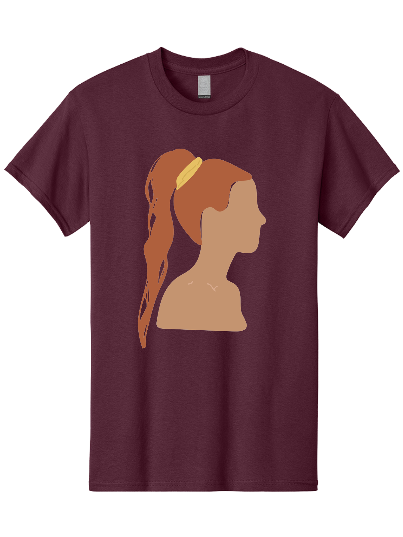 Woman-With-Pigtail Men'S Graphic Tee, 100% Cotton, Comfortable Casual Summer Wear, Machine Washable, Girl Profile, Pigtail Hairstyle, Yellow Hairband, Simple Illustration, Minimalist Design, Elegant Look, Simple Shapes, Cartoon-Style, Aae082 5